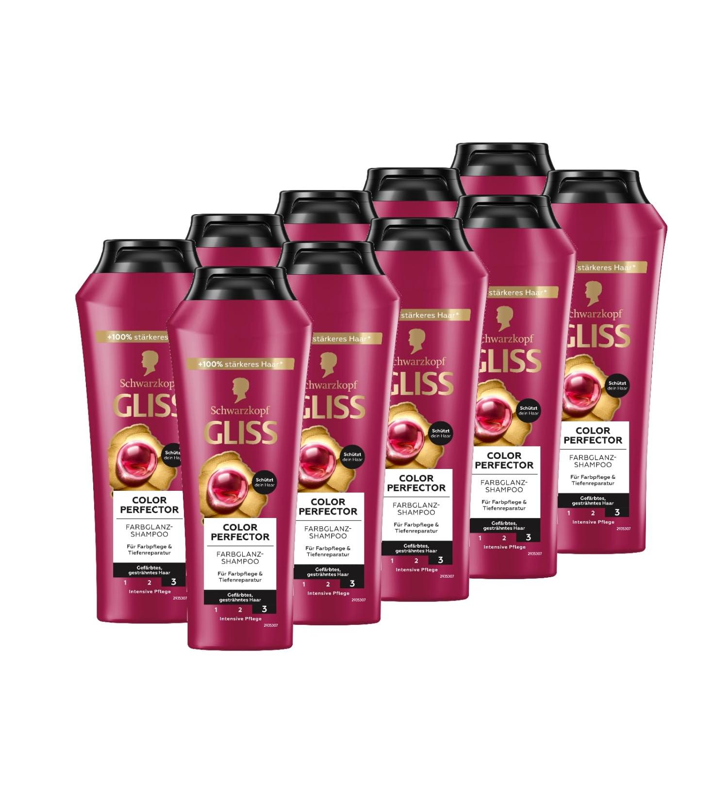  Gliss Kur Gliss Colour Perfector 10-pack of shampoos for coloured highlighted and colored hair with hyaluronic complex and cranberry extract 10 x 250 ml - Buy Online on GoSupps.com