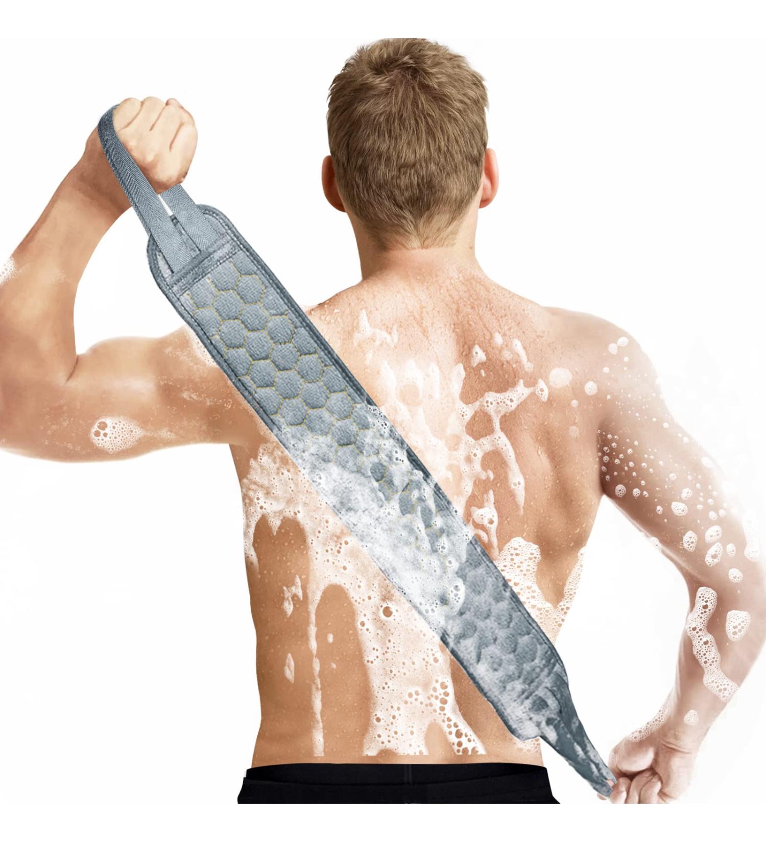 40 Inch Back Scrubber - Long Exfoliating Bath Brush for Men & Women | Easy to Use Grey Loofah - Buy Online on GoSupps.com