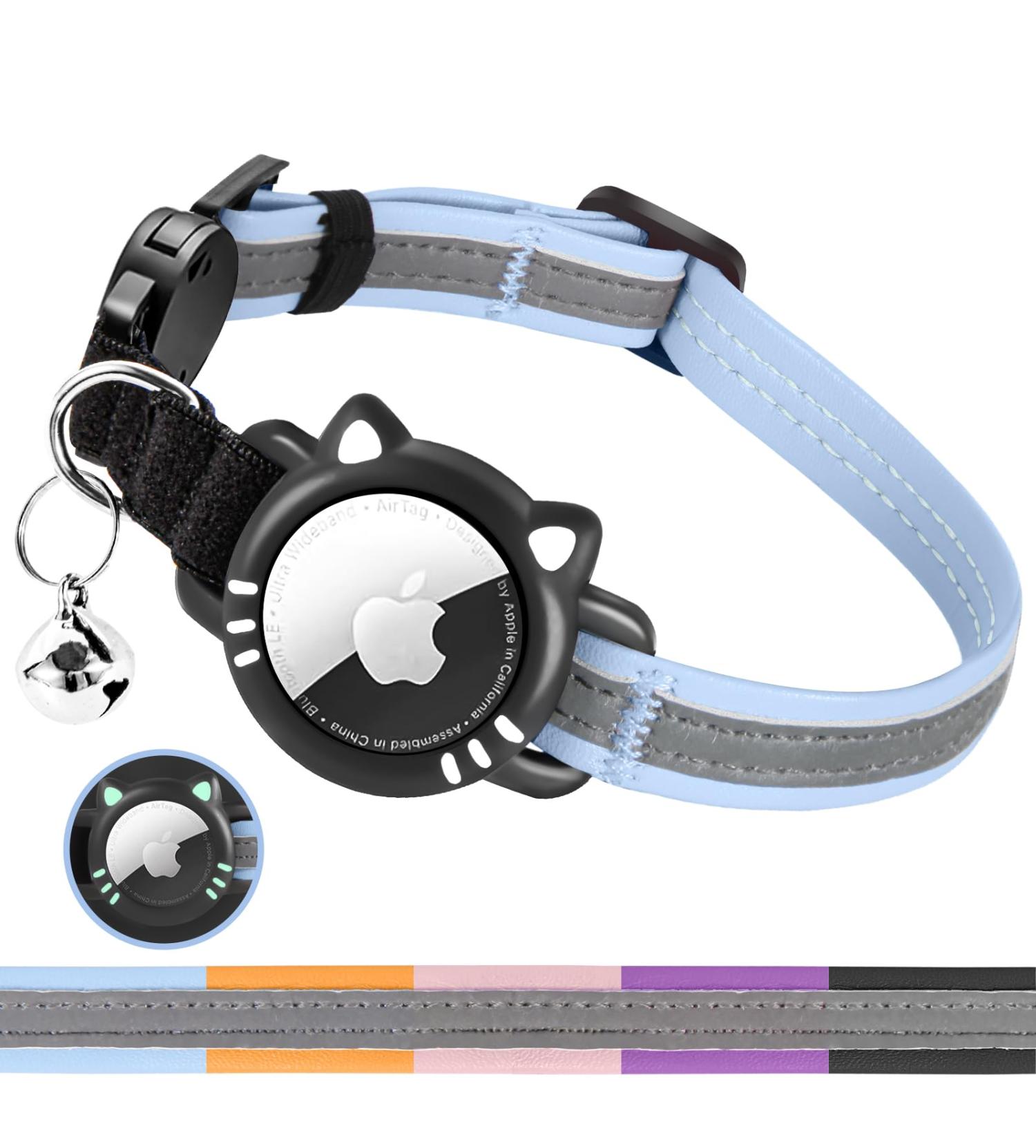 Agoumlux Airtag Cat Collar - Reflective Adjustable Collar with Bell & Safety Buckle | Blue | Size S (23-33 cm) - Perfect for Young Cats - Buy Online on GoSupps.com