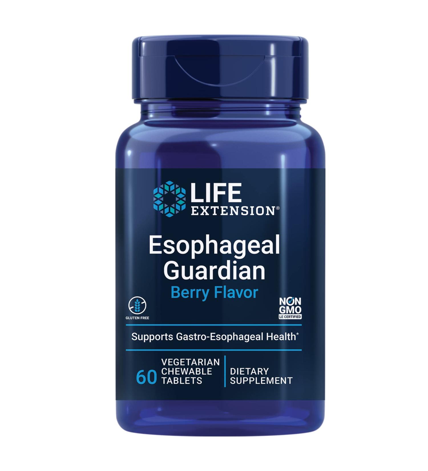 Shop Life Extension Esophageal Guardian - Berry Flavor Chewable Tablets (60 Count) for Digestive Health - Buy Online on GoSupps.com