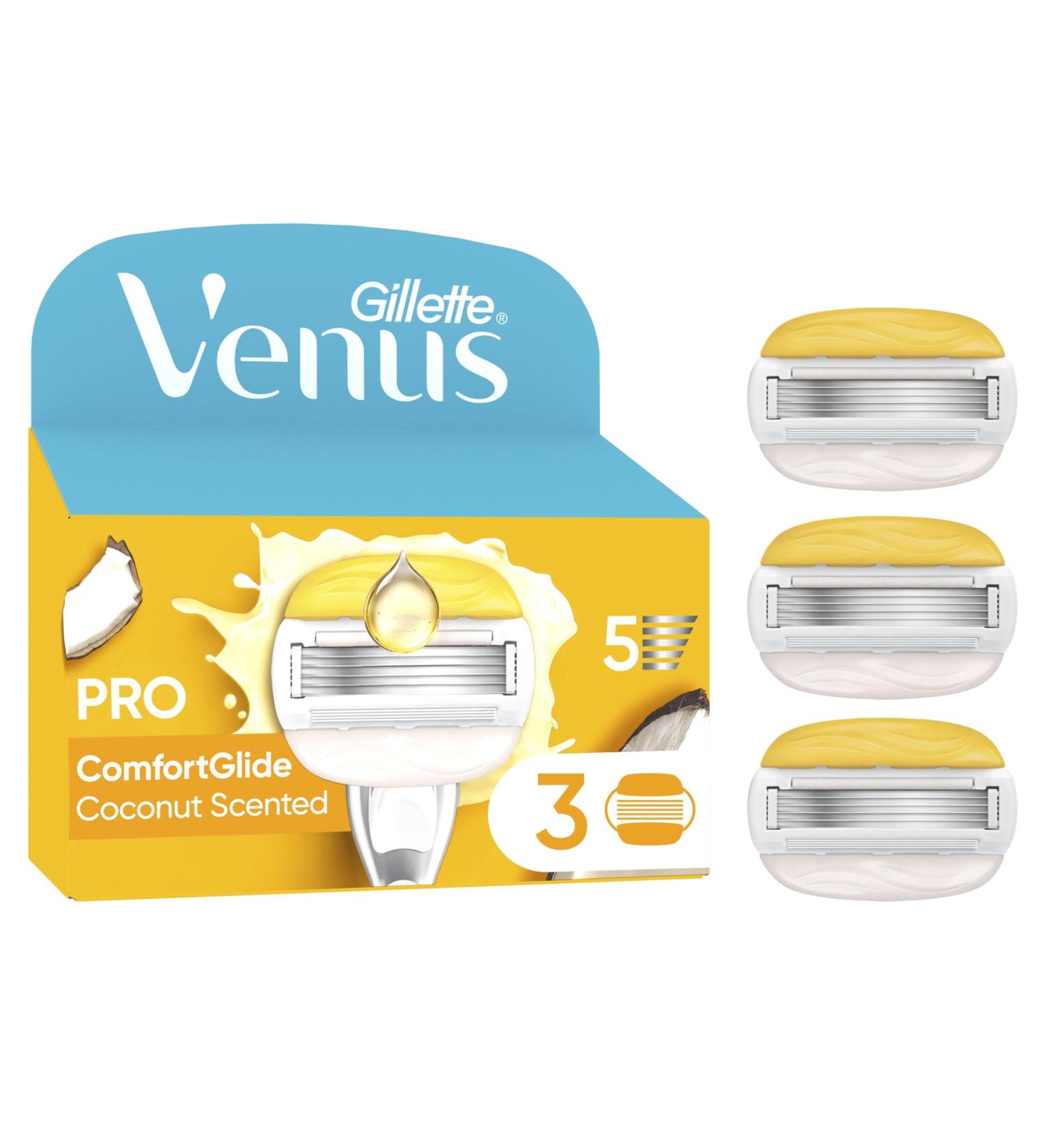  Gillette Venus Gillette Venus Pro ComfortGlide Women's Coconut Scented Blades with Olay Moisturizing Cream 3 Razor Cartridges - Buy Online on GoSupps.com