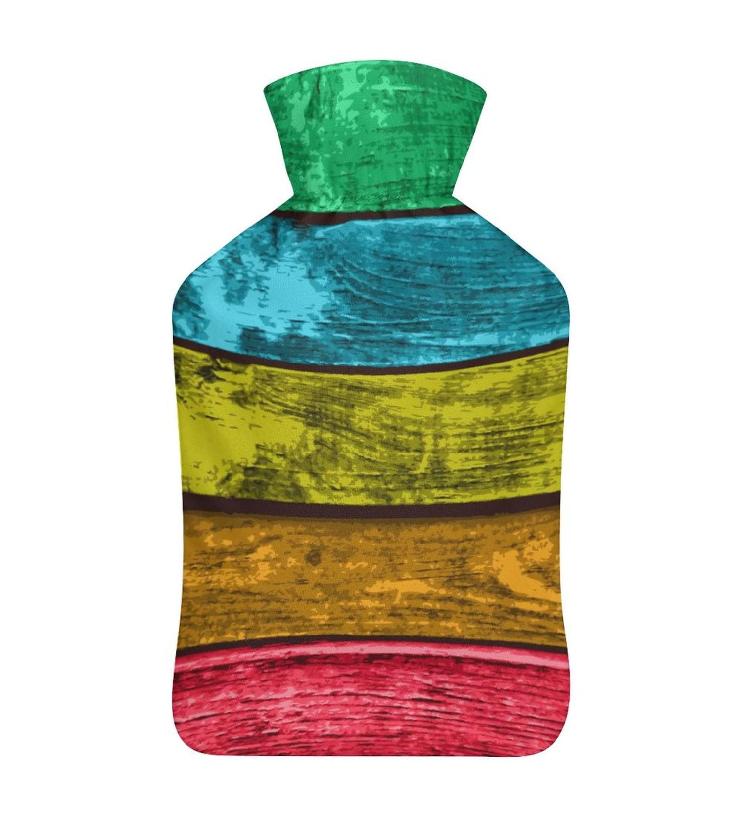 Hot Water Bottle with Lid - Wooden Boards Rubber Hot Water Bag for Pain Relief Cramps Foot Warmer & Therapy - Buy Online on GoSupps.com