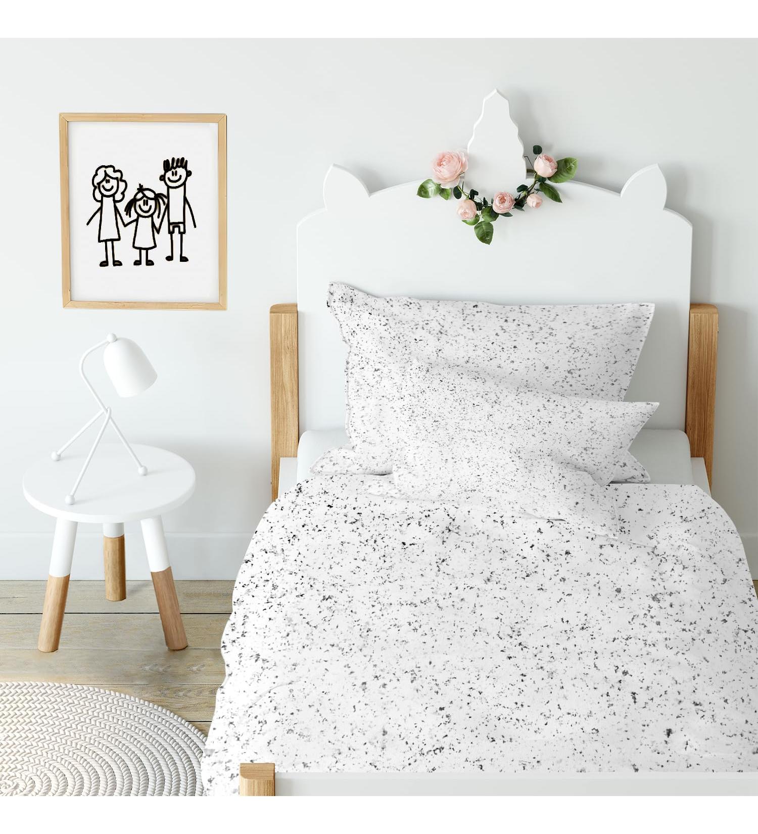 Grey Quartz Stone Baby Bedding Set - Grey Reversible Duvet Cover 100x135 cm + Pillowcase 40x60 cm - Artificial Stone Texture Design - 100% Microfibre - Super Soft & Hypoallergenic & Easy Care Toddler Junior / Cot Bed - Buy Online on GoSupps.com