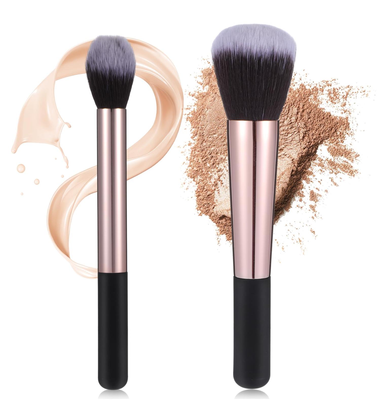 Shop Sibba 2 Pcs Makeup Brush Set - Foundation Powder Blush & Highlighter Brushes with Wooden Handles for Flawless Blending & Travel - International Shipping Available - Buy Online on GoSupps.com