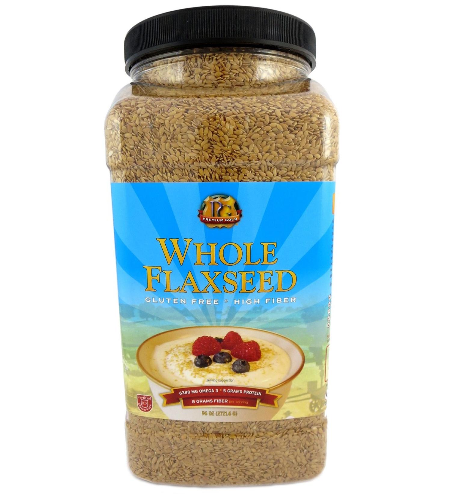 Premium Gold Whole Flax Seed 96oz - High Fiber & Omega-3 Superfood - Buy Online on GoSupps.com