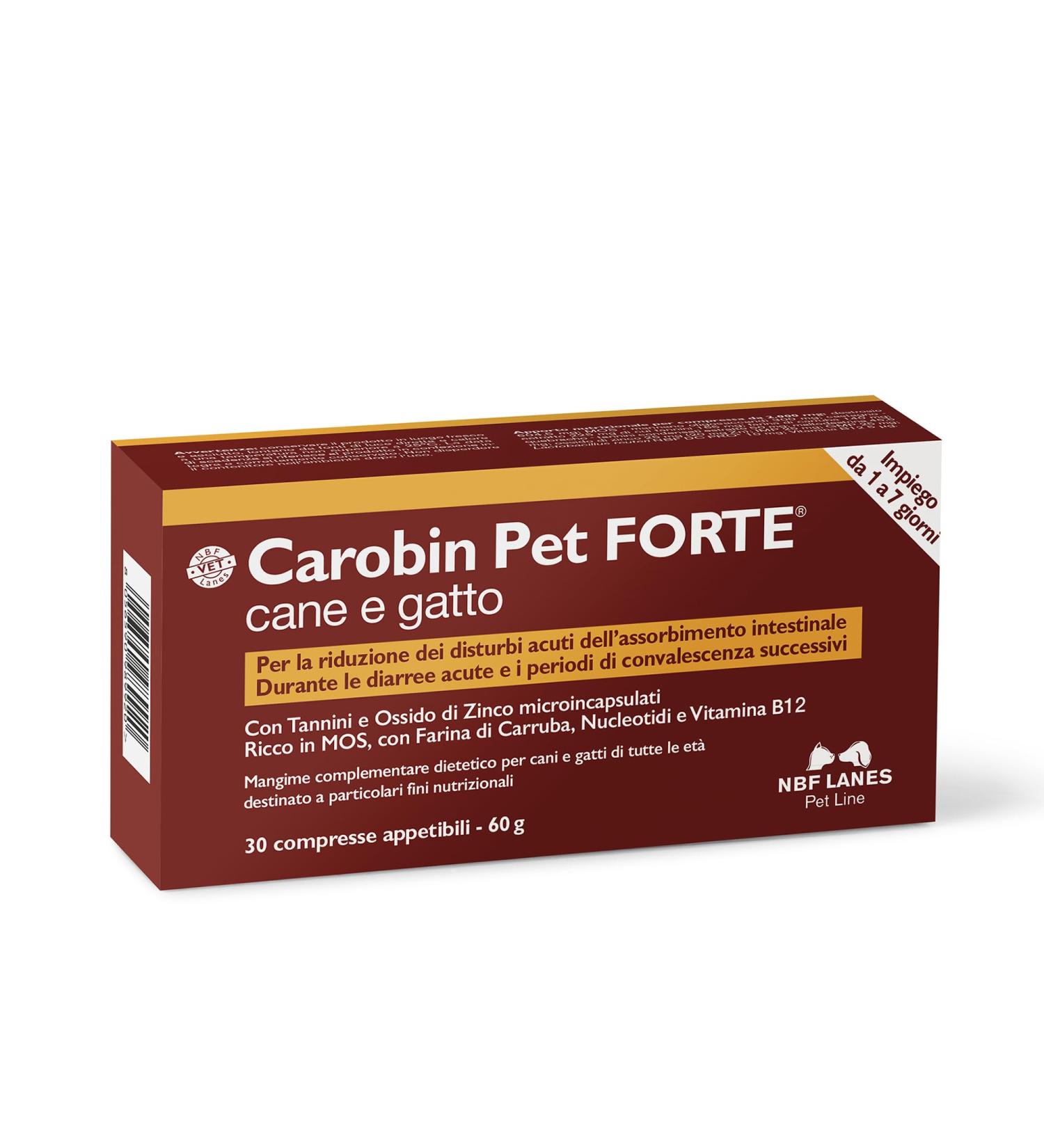 NBF Lanes Carobin Pet Forte Dog Cat 30 Appetizing Tablets Reduction of Acute Intestinal Absorption Disorders Acute Diarrhea Convalescence - Buy Online on GoSupps.com