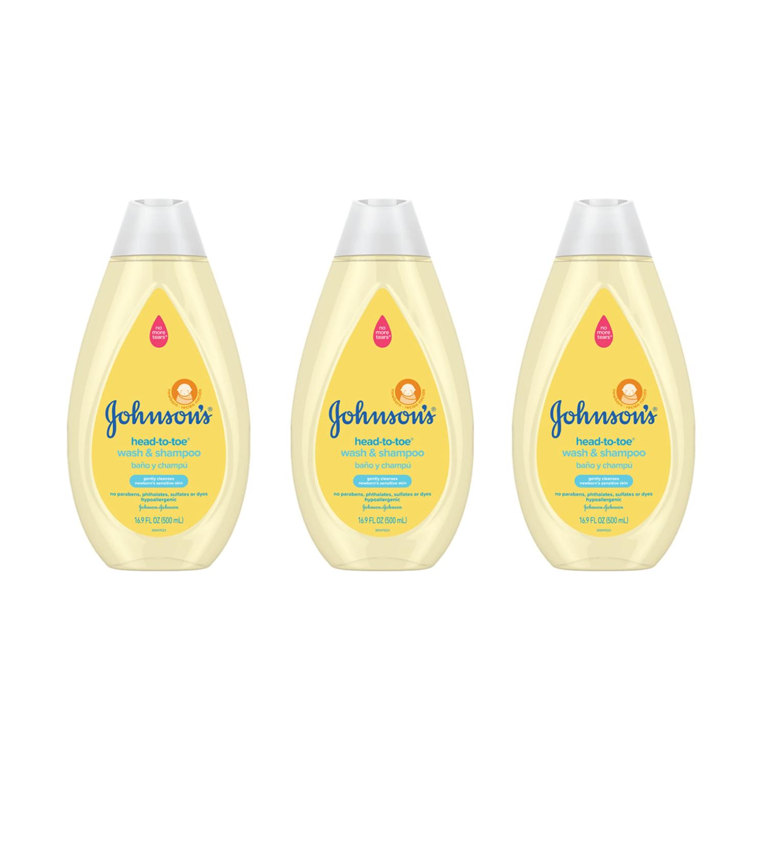 Johnson's Head-to-Toe Baby Wash & Shampoo, 3 Pack - Sulfate, Paraben, Phthalate & Dye-Free, Hypoallergenic Formula for Sensitive Skin, 16.9 fl. Oz (Amazon Exclusive) - Buy Online on GoSupps.com