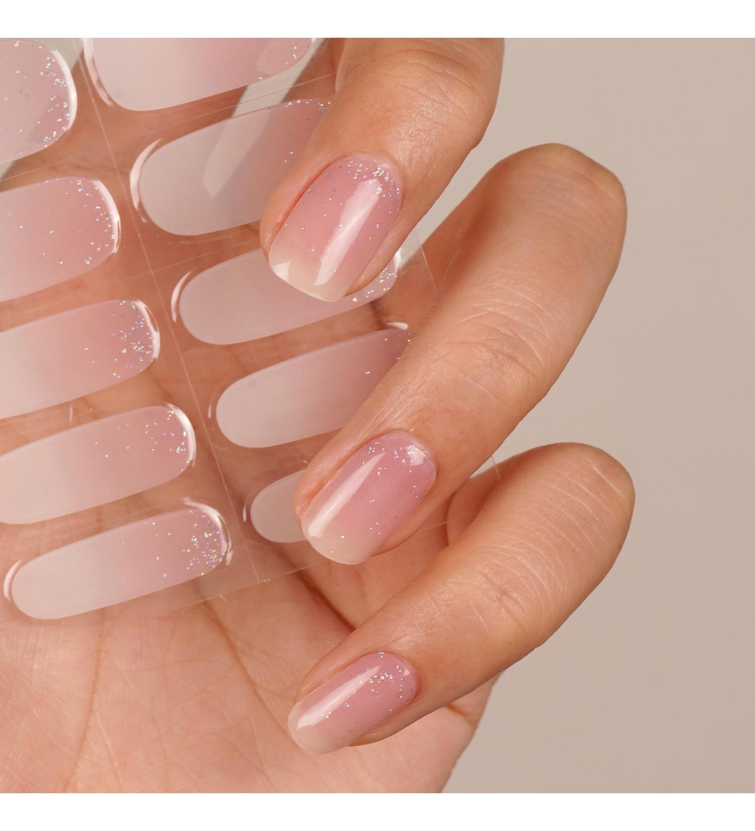 DANNI & TONI 28 Stickers Semi Cured Nail Wraps Soft Self-Adhesive Gel Nail Stickers Salon-Quality Gel Nail Polish Strips(Mystery Veil) Gradient Fine Glitter - Buy Online on GoSupps.com