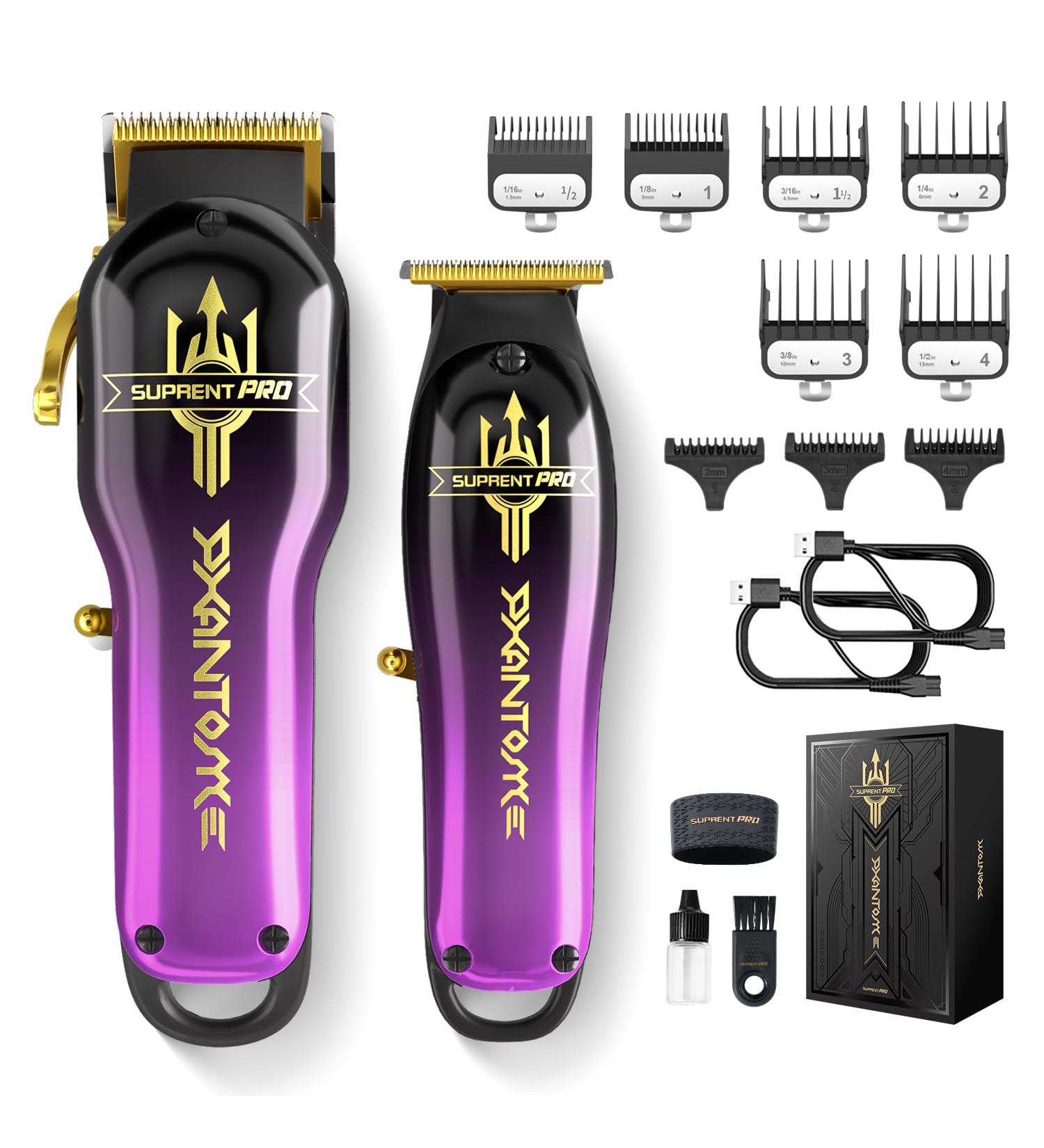 SUPRENT PRO Professional Hair Clippers for Men- Barber Clippers Set Brushless Motor & DLC-Coated Blade- Cordless Hair Clipper with Zero Gap Hair Trimmer- Hair Cutting kit Gift (Purple) - Buy Online on GoSupps.com