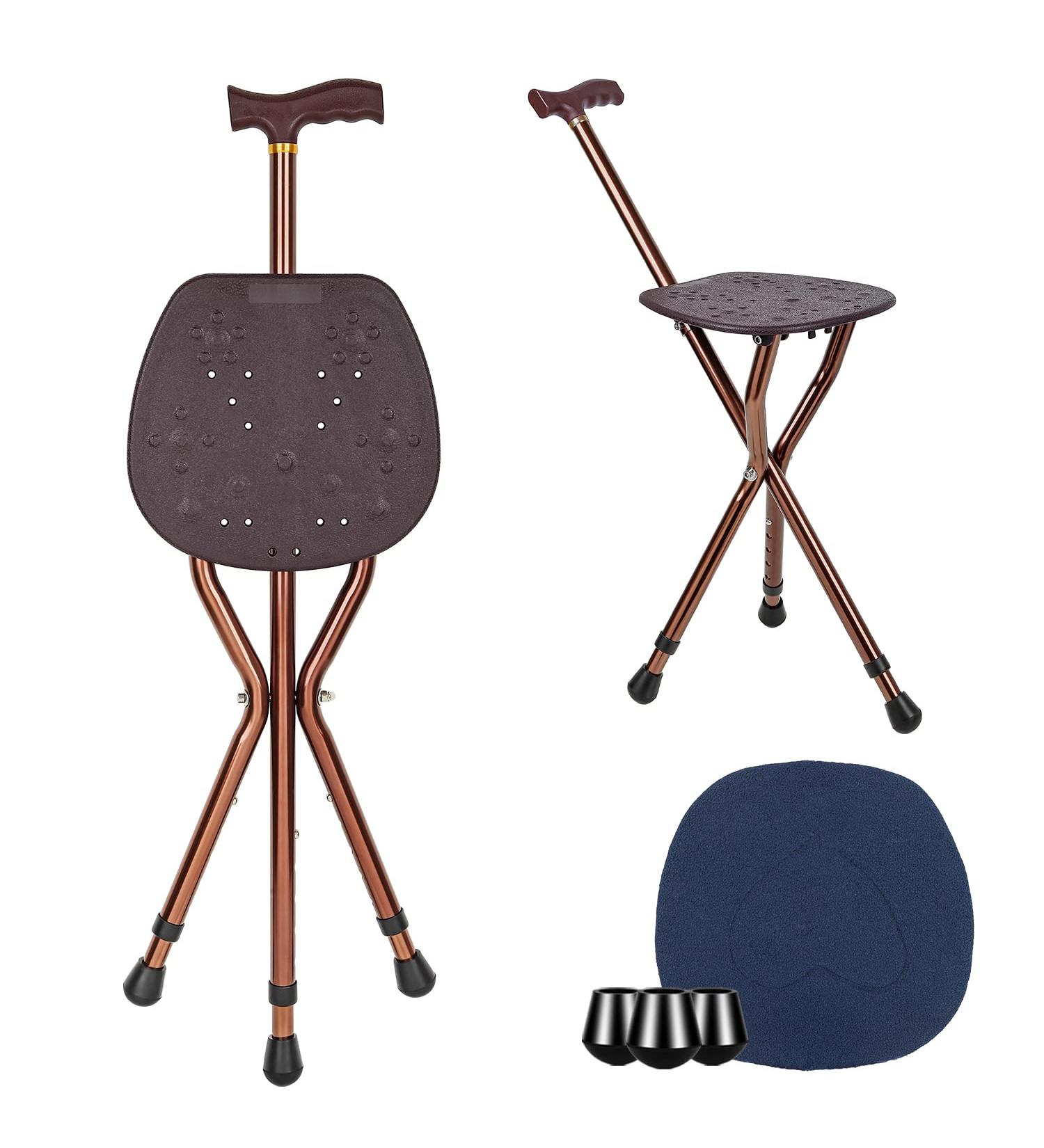 LINGTHIN Walking Stick with Seat for Men | 136kg Capacity | Height Adjustable & Foldable | Dual-Use Cane and Stool for Elderly & Disabled - Buy Online on GoSupps.com
