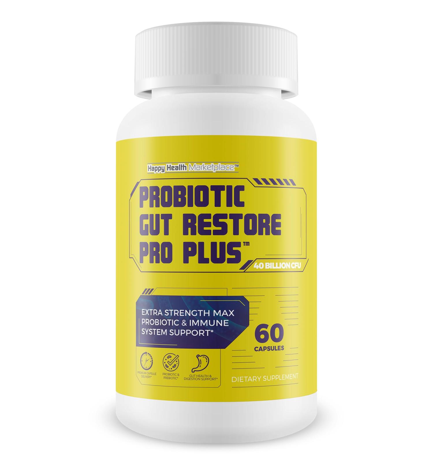 Probiotic Gut Restore Pro Plus - Restore Your Health and Body Balance with Probiotics - Natural Immune Support - Balance Blood Health - Improved Energy - Improved Mood - Buy Online on GoSupps.com