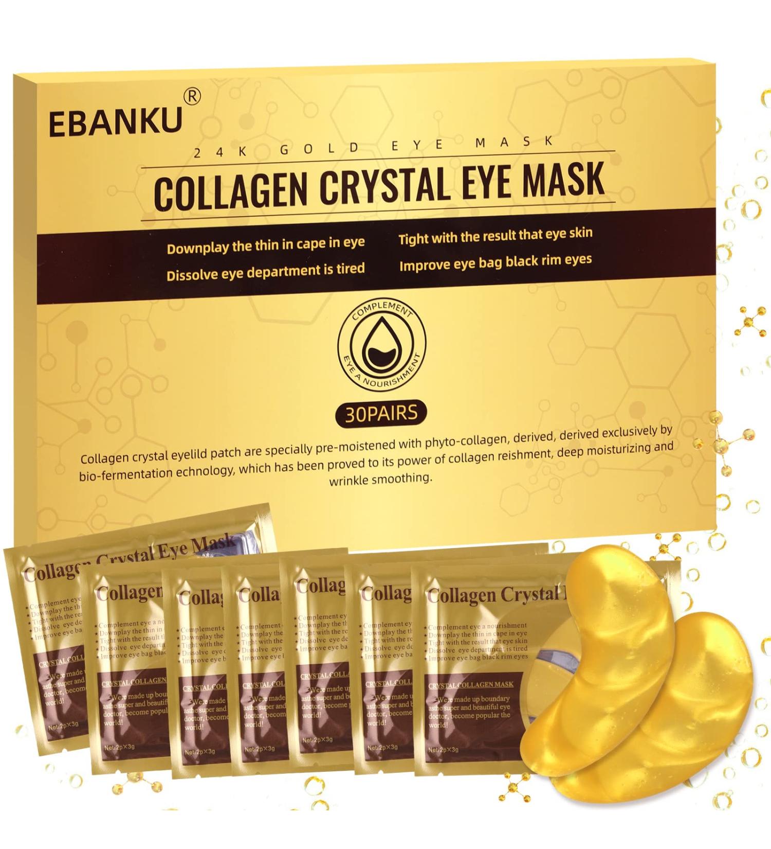 EBANKU 30 Pairs Gold Under Eye Patches | Collagen Eye Masks for Dark Circles, Puffiness & Wrinkles - Buy Online on GoSupps.com