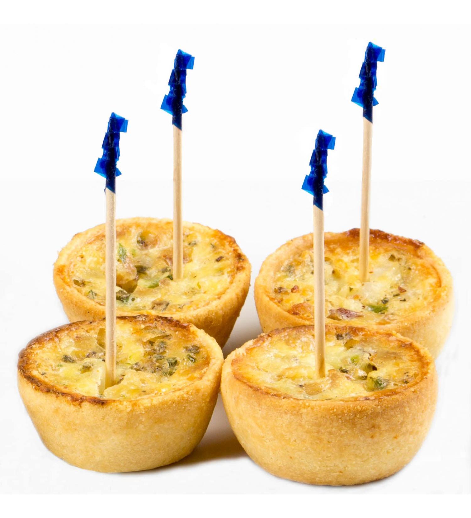 200 Blue Frill Toothpicks, 2.5" Wood & Cellophane Picks for Food & Appetizers, Soodhalter Par-T-Frills