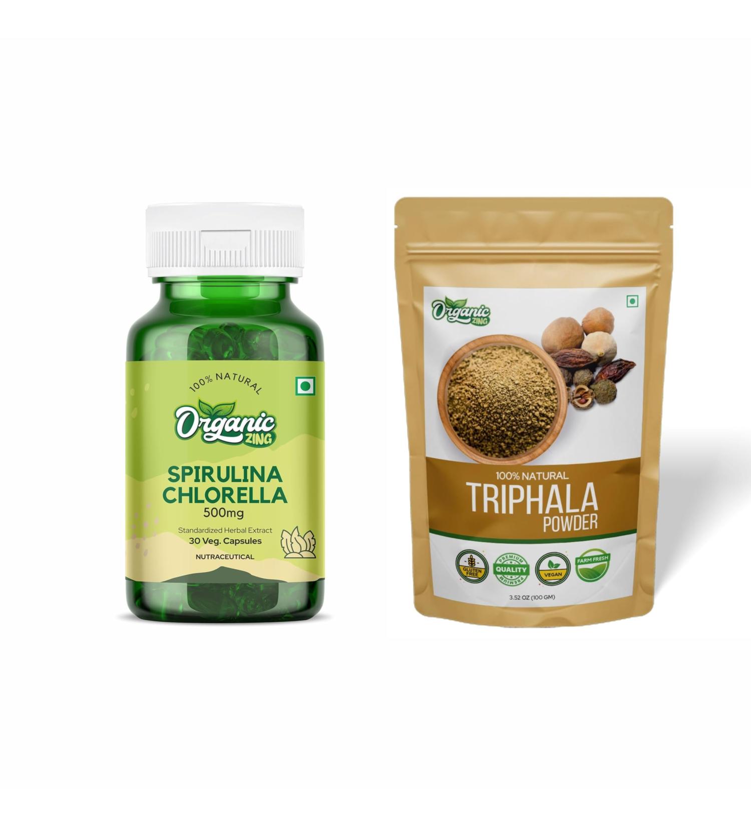 ORGANIC ZING Bundle_ Spirulina Capsules 30Cap & Triphala Powder 100g