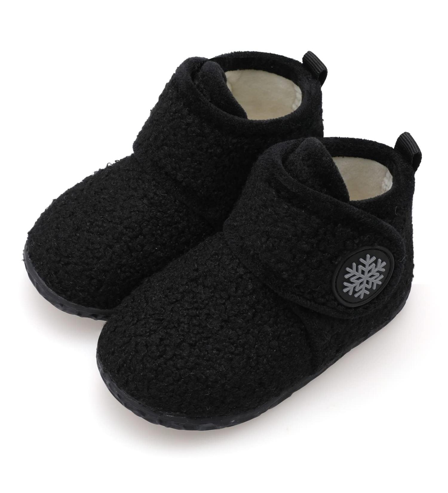 JIASUQI Baby Winter Boots 12-18 Months Black - Soft Infant House Slippers with Anti-Skid Soles - Buy Online on GoSupps.com