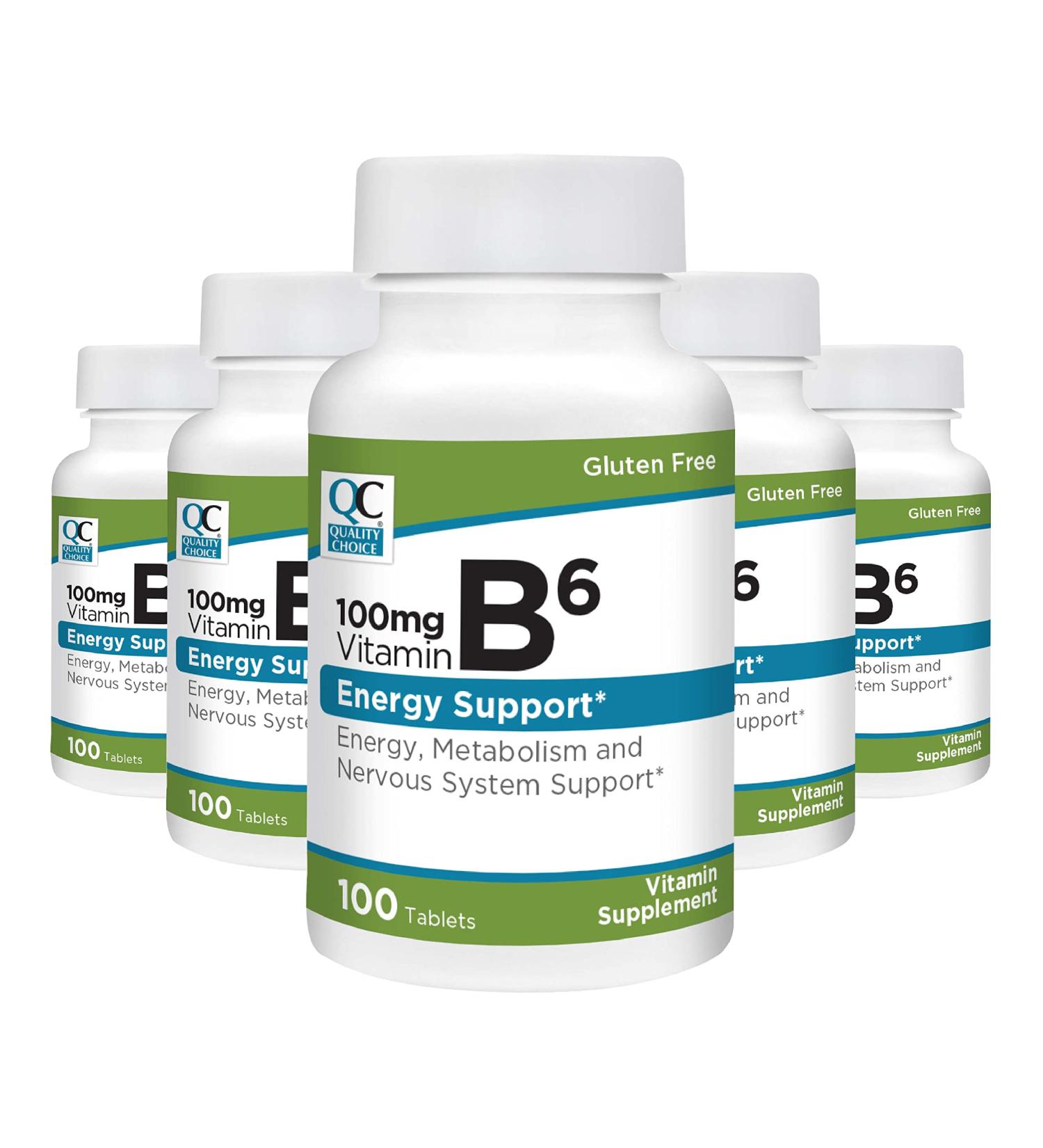 Quality Choice Vitamin B6 100 mg Tablets (Pack of 5)