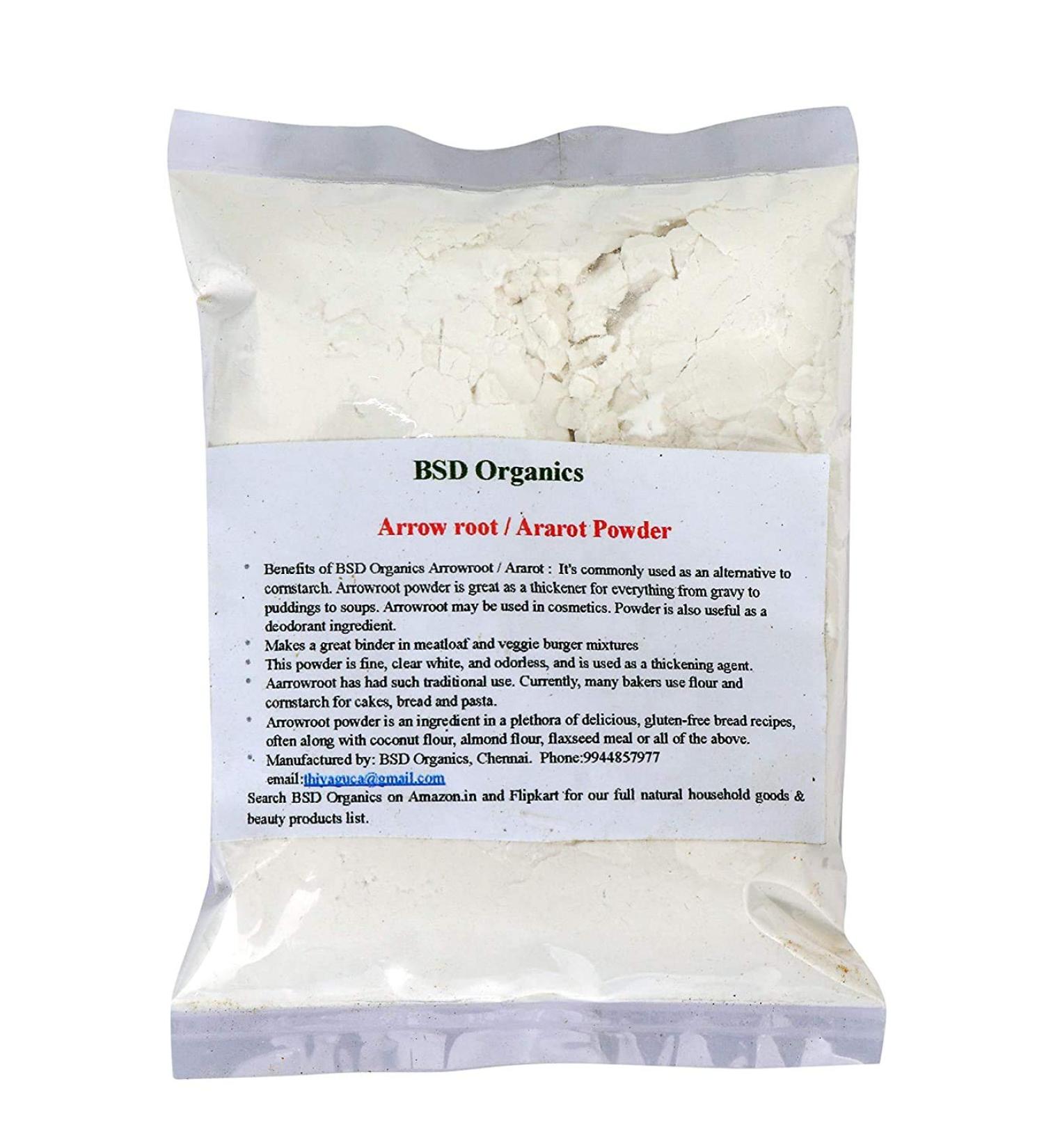 BSD Organics Arrow Root/Ararot Powder for Gravy Puddings Ssoups Bread and More (200 Gram / 7 ounce) 200 g (Pack of 1)