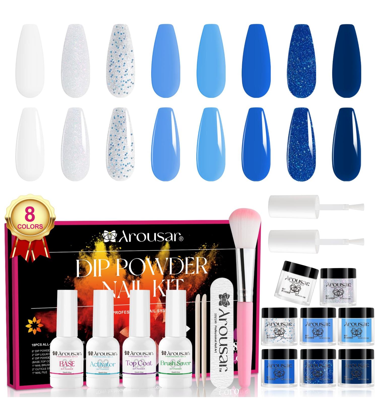 Buy Dip Powder Nail Set Starter - 8 Colors for French Nail Art | Dipping Powder System Liquid Set & Tools for DIY Manicure at Home - Buy Online on GoSupps.com