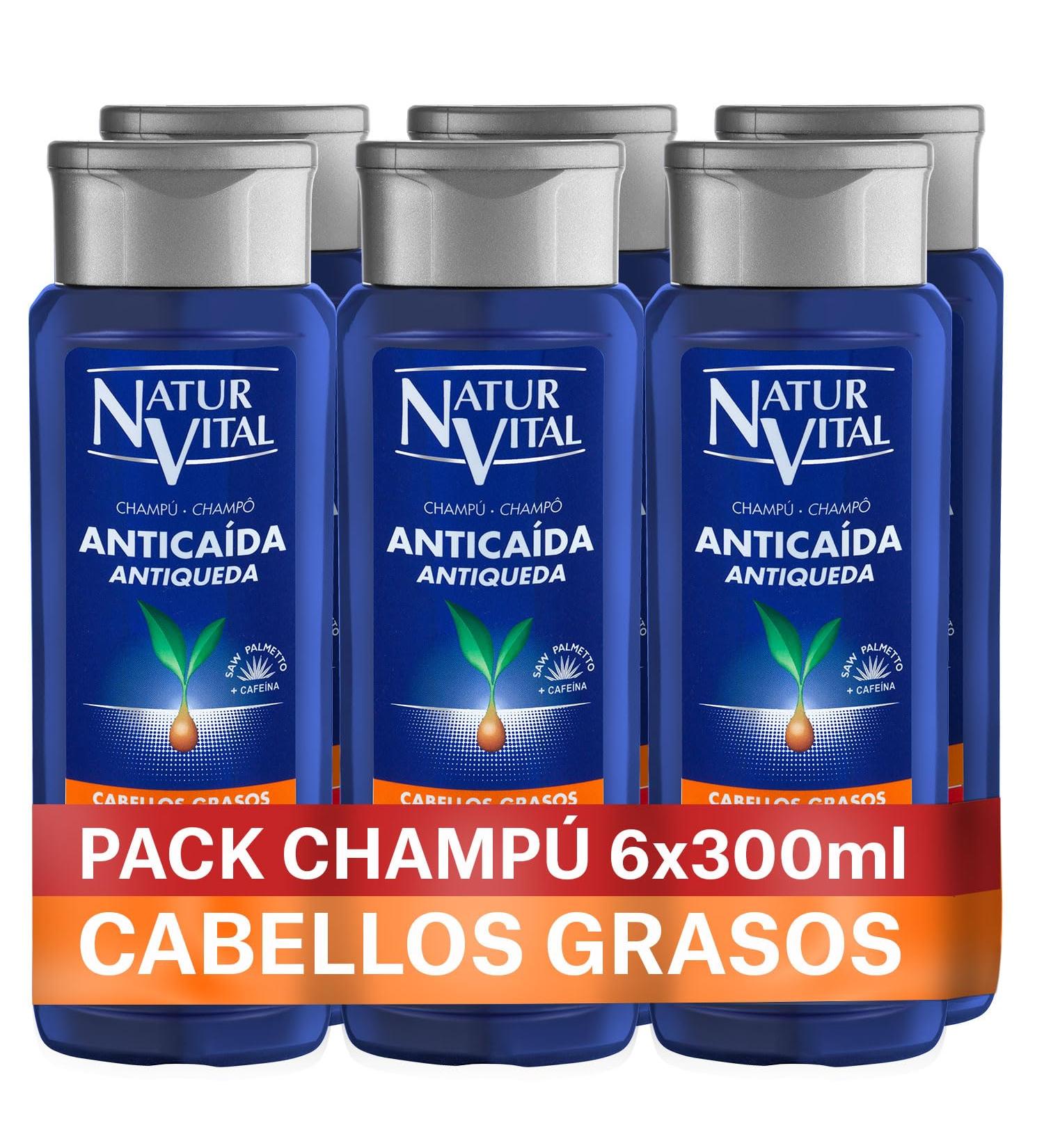  NaturVital NaturVital - Pack of 6 anti-hair loss shampoos for oily hair paraben and silicone free hair loss prevention natural strengthening for men and women 6 x 300 ml - Buy Online on GoSupps.com