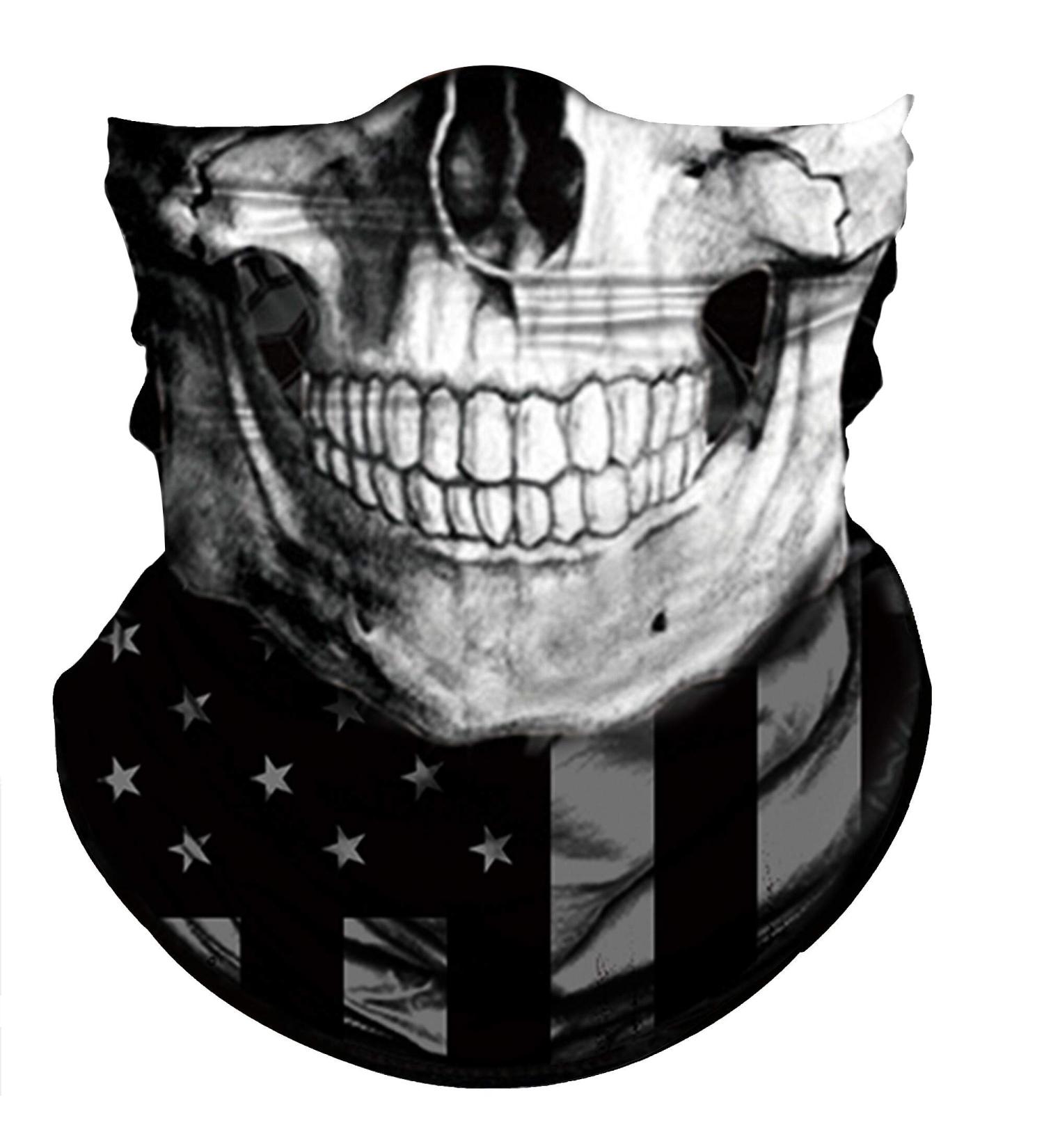 Obacle Face Mask Neck Gaiter - Sun & Dust Protection for Men and Women - Black & White Skull Face Flag Design - Buy Online on GoSupps.com