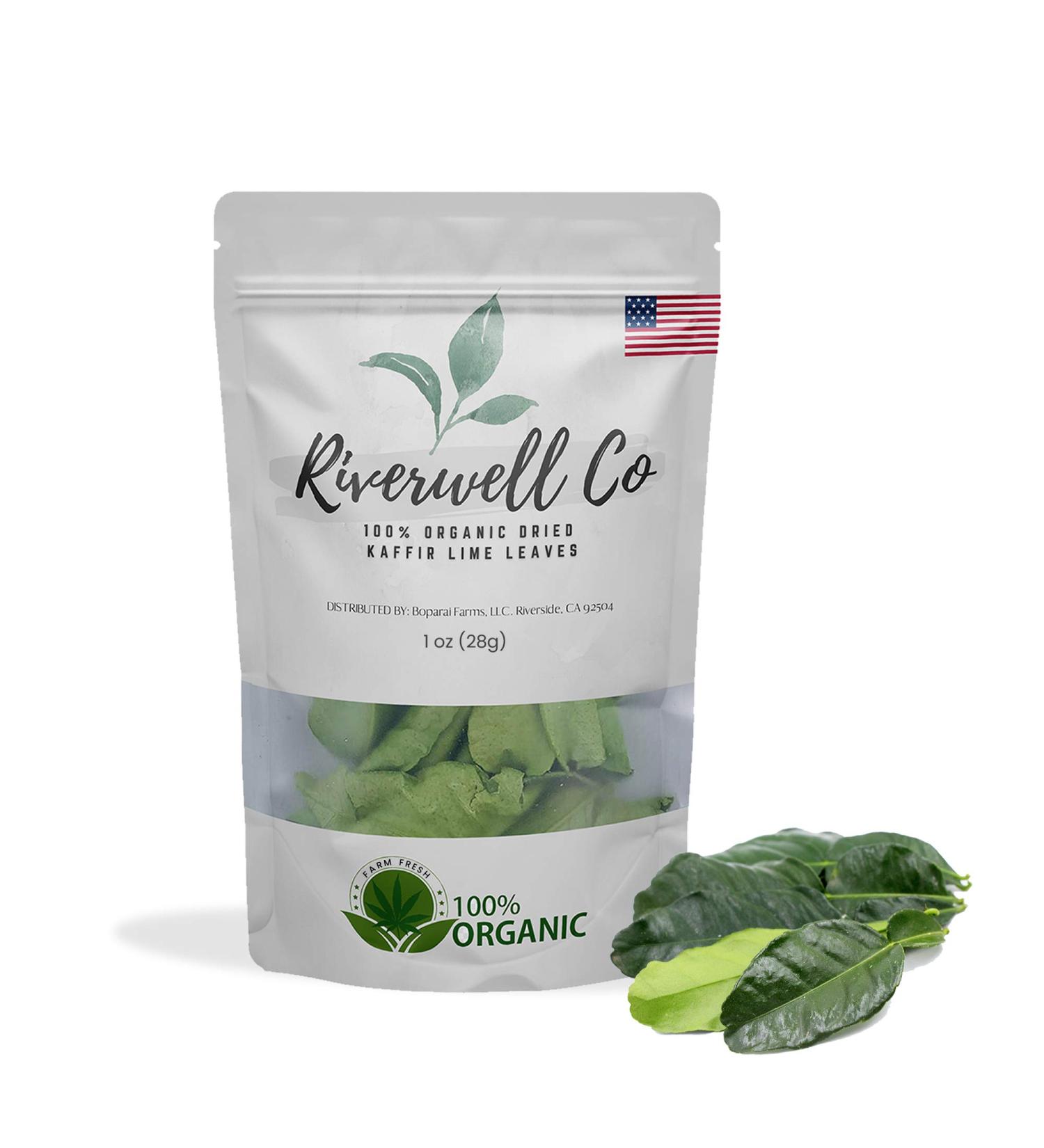 Organic Dried Kaffir Lime Leaves - California Grown | 28g (1 Ounce) Pack | Used in South-Asian and Thai Cuisine for Soups and Herbal Benefits - Buy Online on GoSupps.com