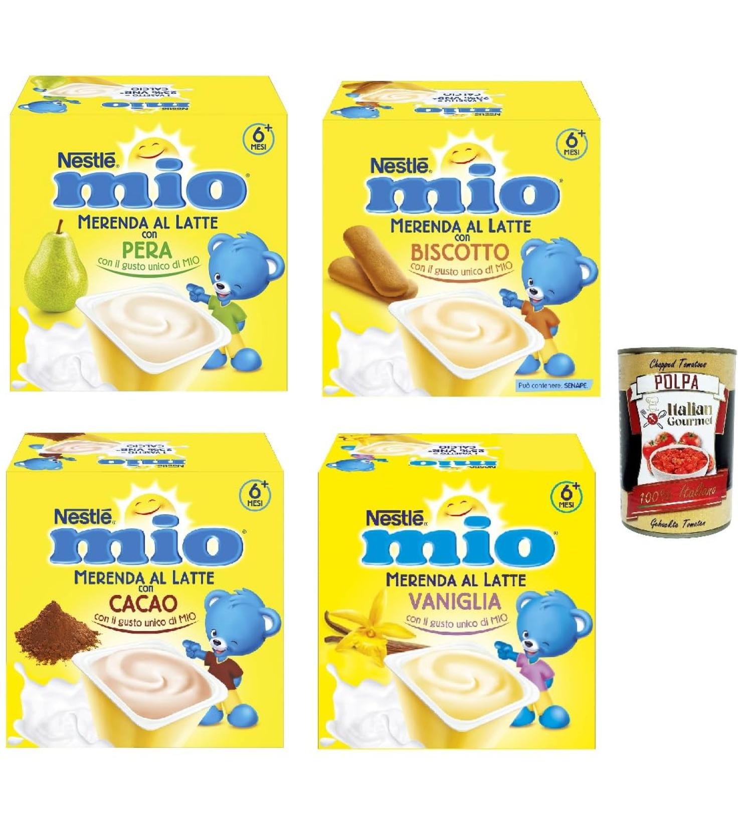  Italian Gourmet E.R. Test Pack MIO Snack: 1x MIO Vanilla Milk Snack 1x MIO Milk Snack with Pear 1x MIO Snack with Cocoa Milk 1x MIO Biscuit Milk Snack + Italian Gourmet Polpa 400g - Buy Online on GoSupps.com