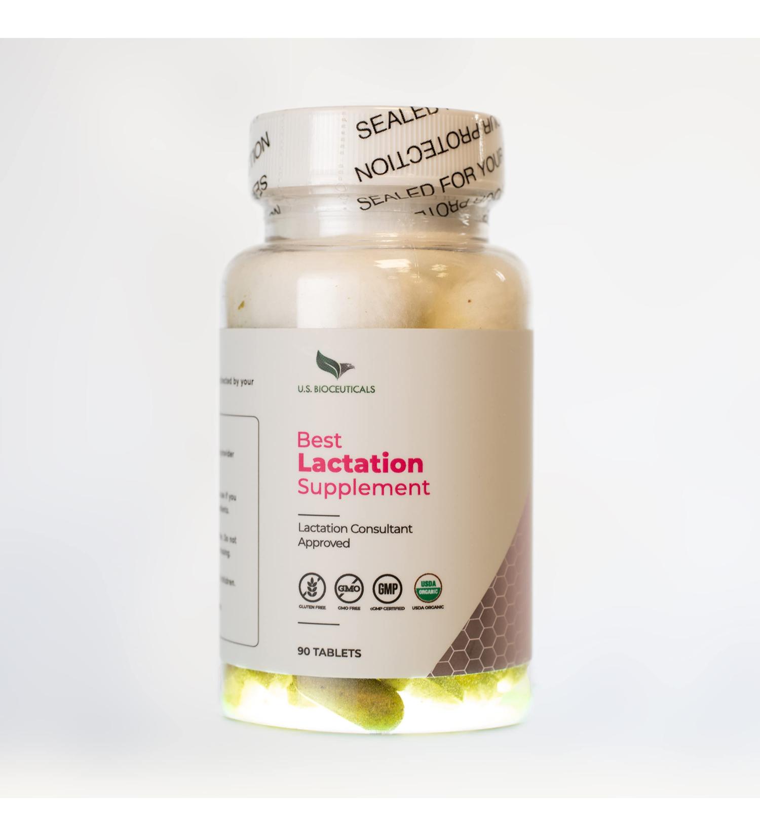 U.S. Bioceuticals Organic Best Lactation Supplement Tablets - Goats Rue, Blessed Milk Thistle, Fenugreek - Lactation Consultant Approved - Laboratory Tested - cGMP Manufacturing - Buy Online on GoSupps.com