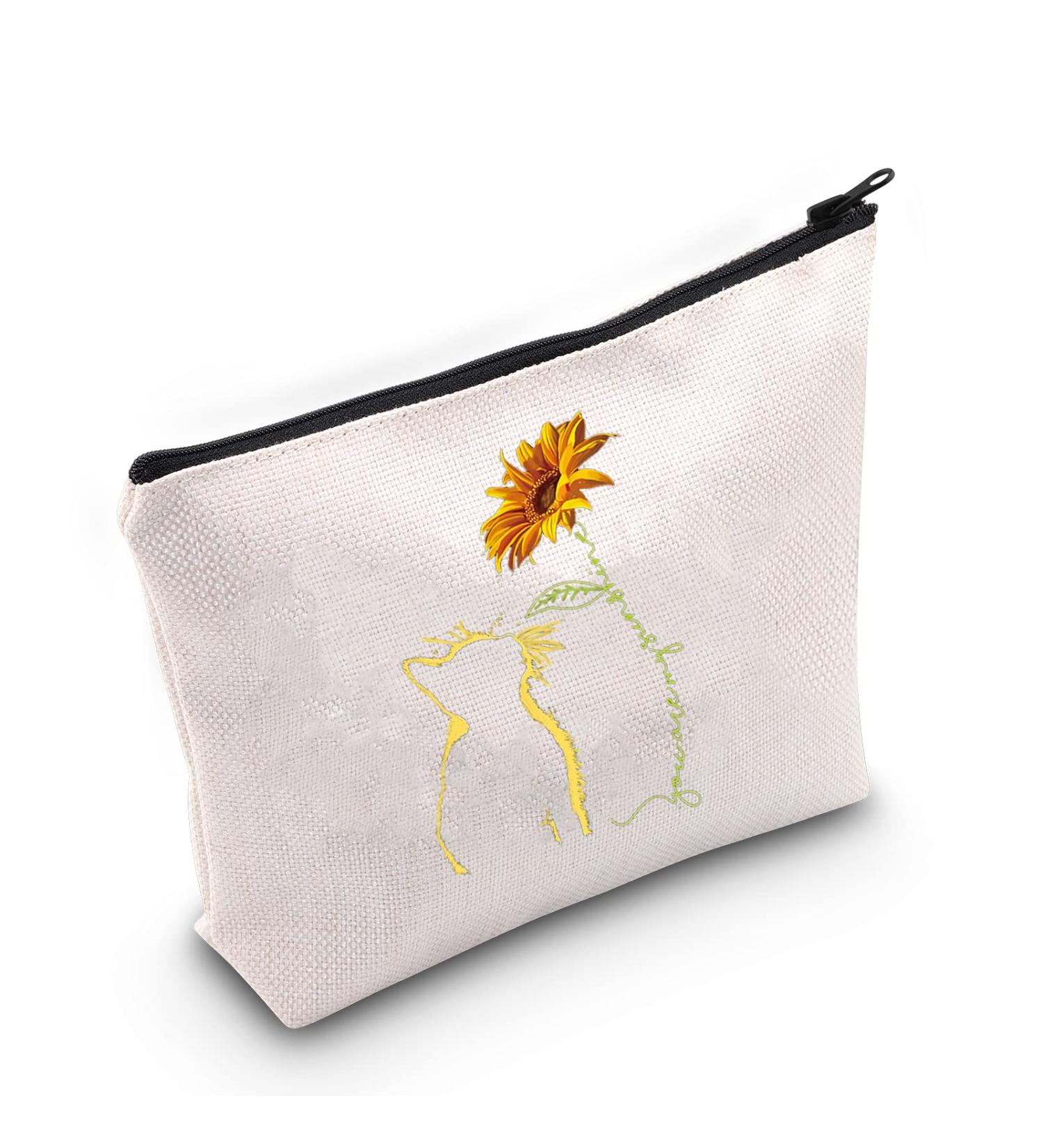 Levlo Funny Cat Lover Makeup Bag - You Are My Sunshine Cosmetic Bag for Women Girls & Teenagers - Large Zip Pouch for Cat Gifts - Buy Online on GoSupps.com
