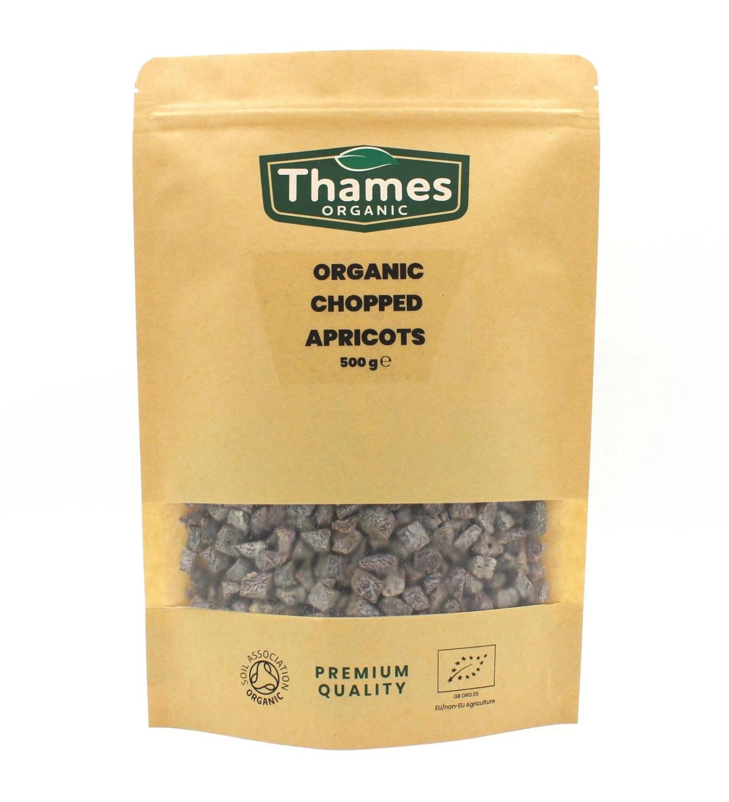 Organic Chopped Apricots-Certified Organic Non-GMO Vegan No Additives No Preservatives Resealable Bag by Thames Organic 500g - Buy Online on GoSupps.com