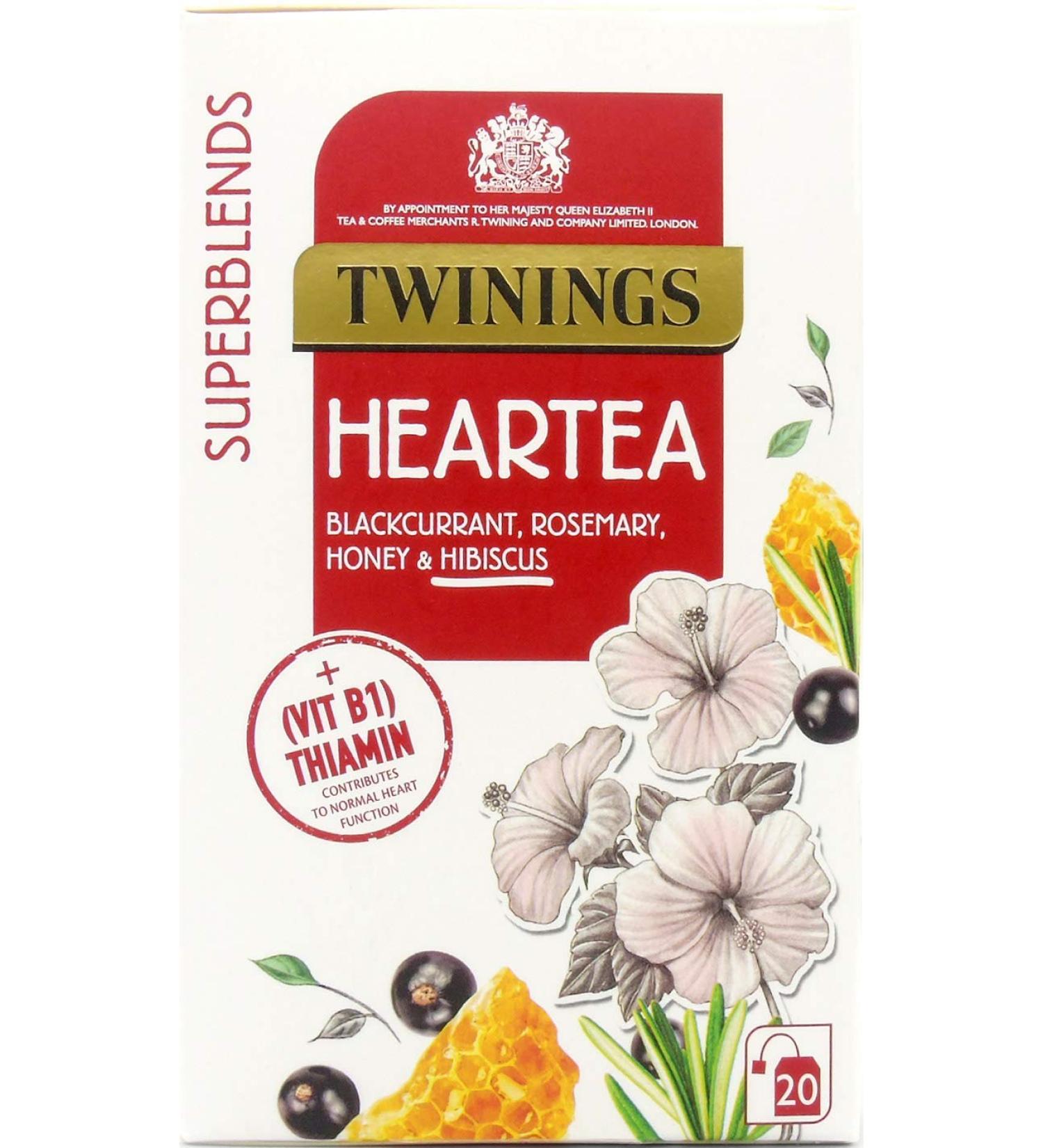 Twinings Superblends Heartea Tea - Blackcurrant & Rosemary Herbal Infusion - 20 Biodegradable Tea Bags - Buy Online on GoSupps.com