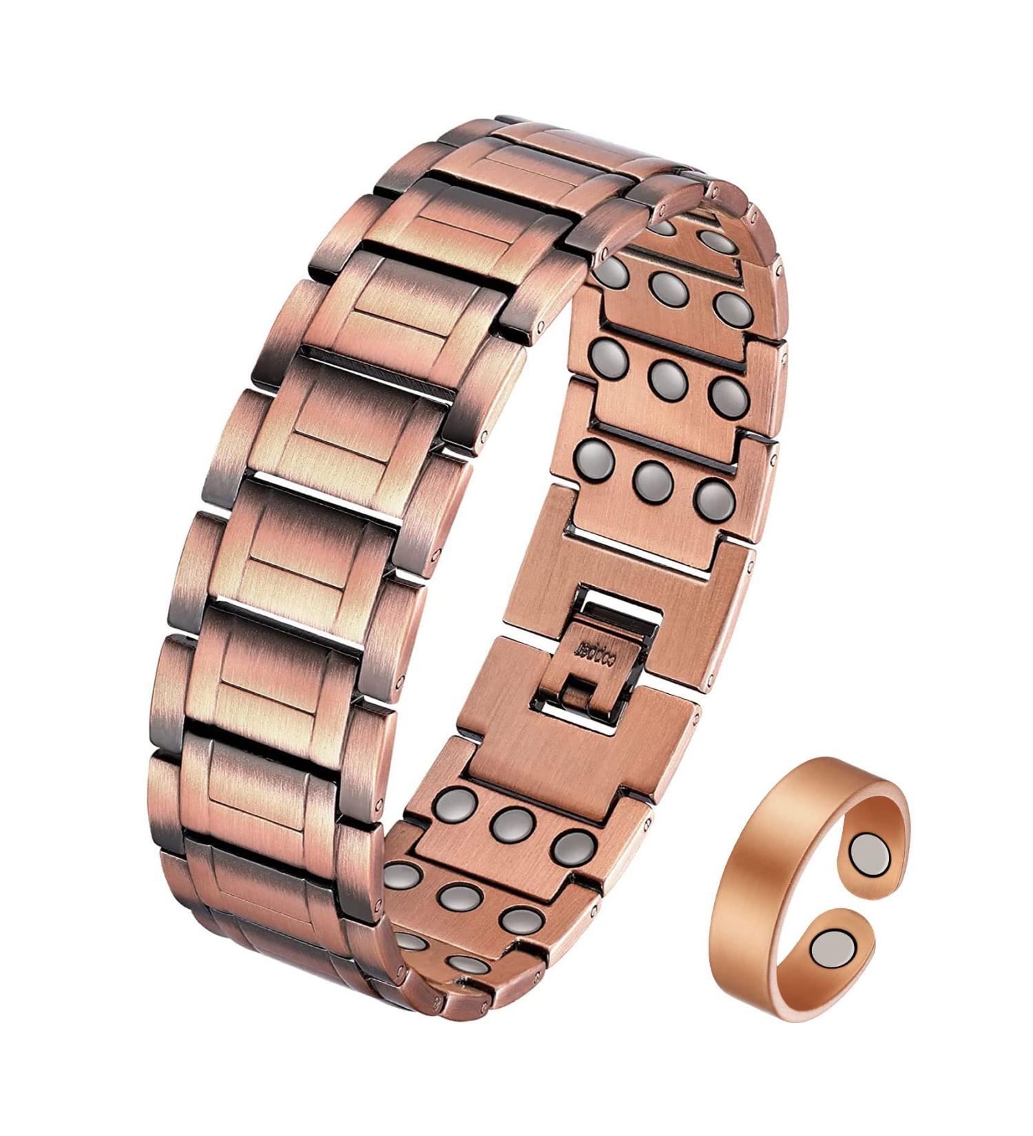 Jecanori 3X Ultra Strength Copper Magnetic Bracelet | 57 Magnets (3500 Gauss) | Adjustable Wristband with Free Tool | Jewelry Gift Box - Buy Online on GoSupps.com