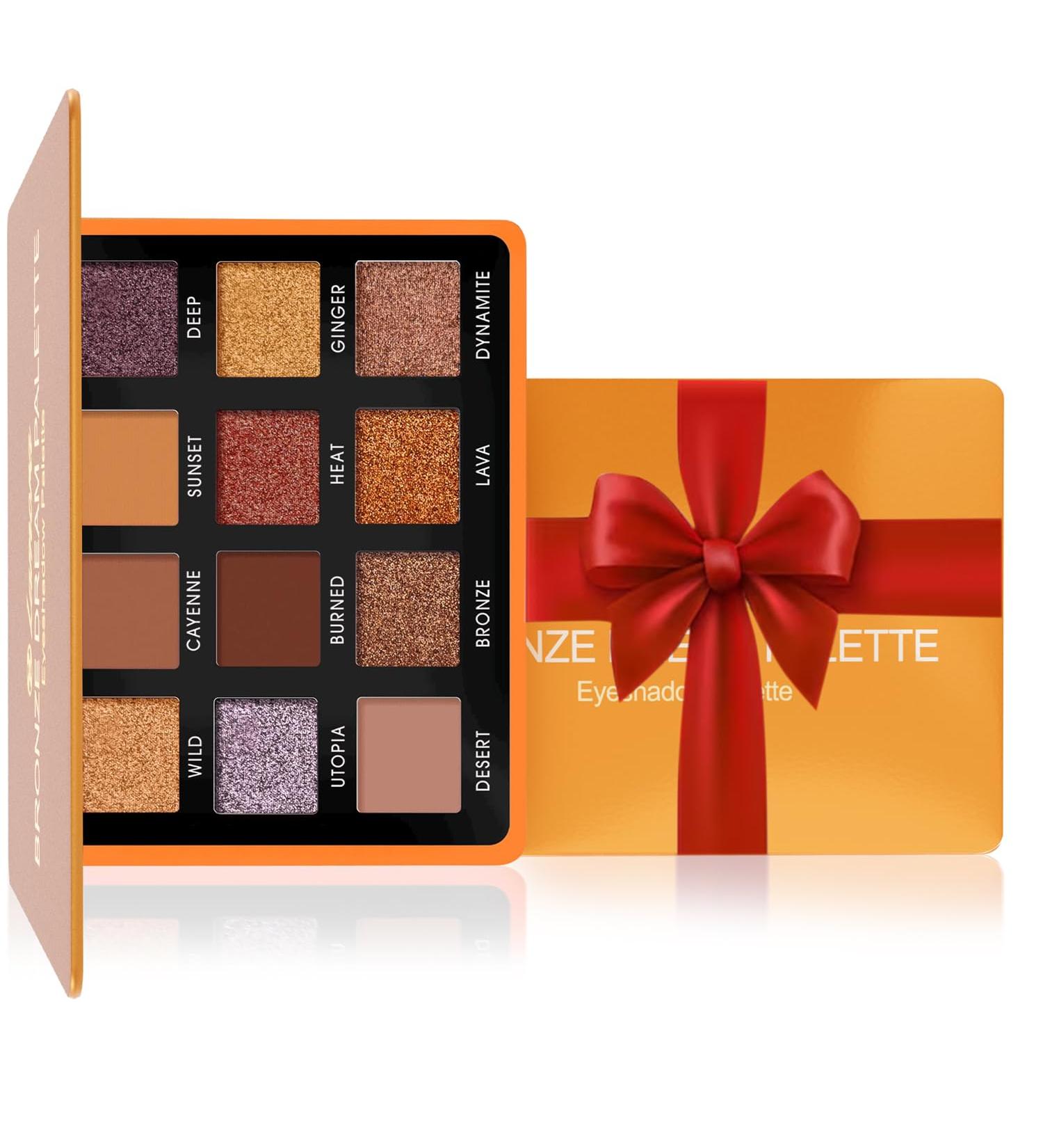 Bronze Copper Nude Eyeshadow Palette - 12 Highly Pigmented Shimmer Matte Colors For Professional Amber Light Gold Make Up Looks - Travel Size Eye Shadow Makeup Palette With Mirror Bronze Gold Copper Brown - Buy Online on GoSupps.com