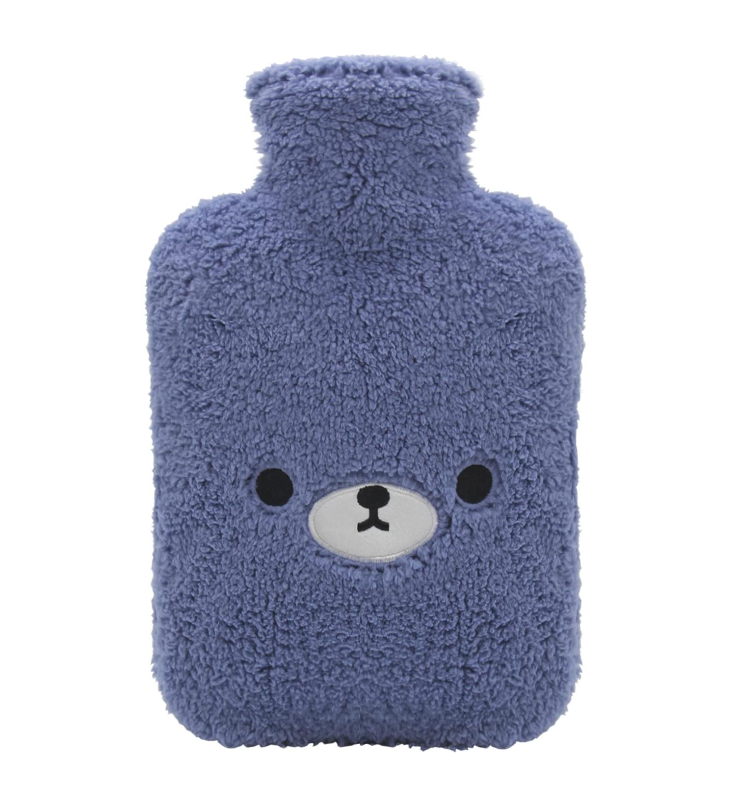 Cozy Large 2L Hot Water Bottle with Soft Animal Cover - Dark Blue Bear for Pain Relief Perfect Gift for Family & Kids - Buy Online on GoSupps.com