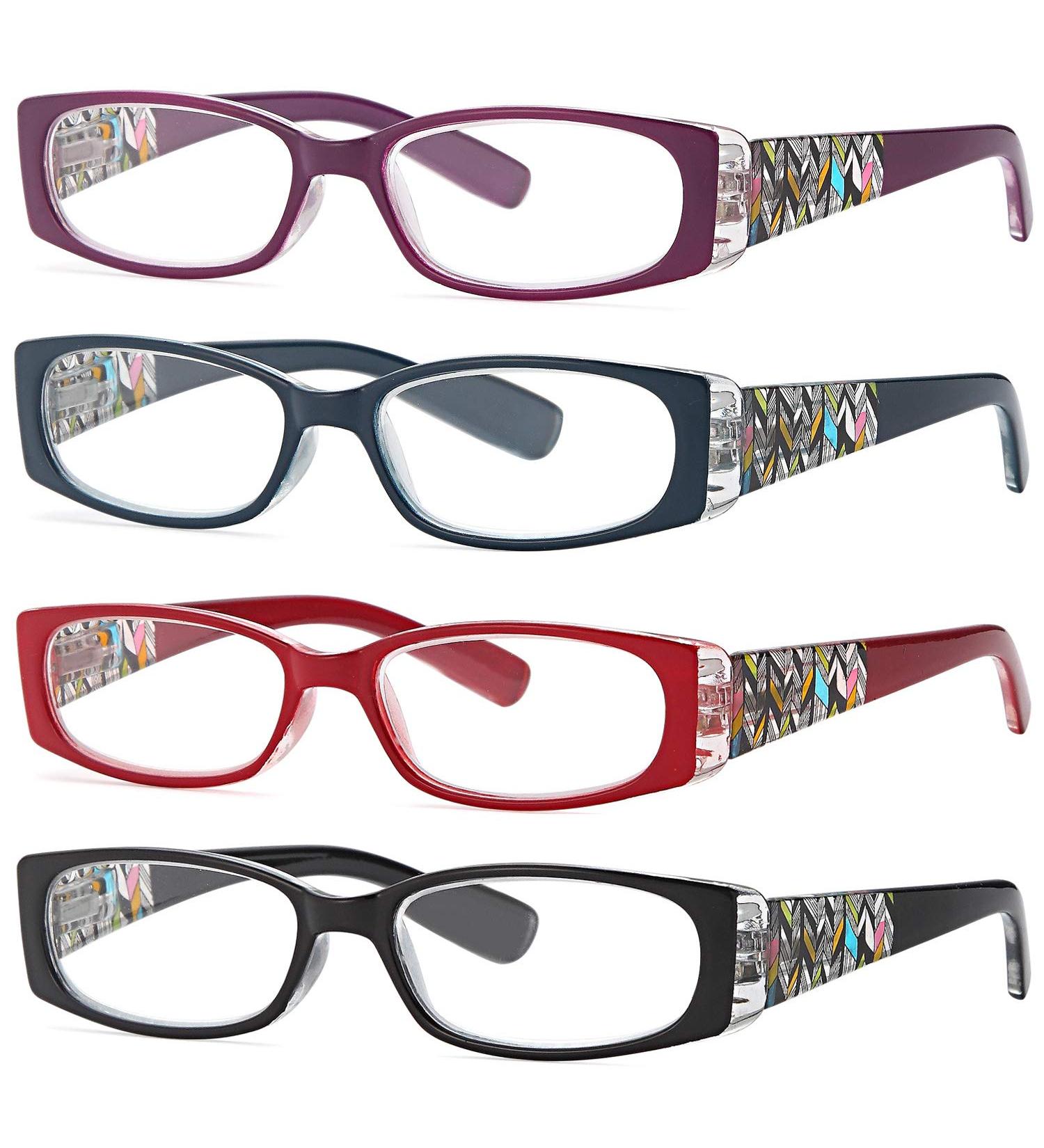 Shop Women's Reading Glasses - 4 Pairs Fashion Print Readers 1.25x - Stylish Mixed Color Set - Buy Online on GoSupps.com