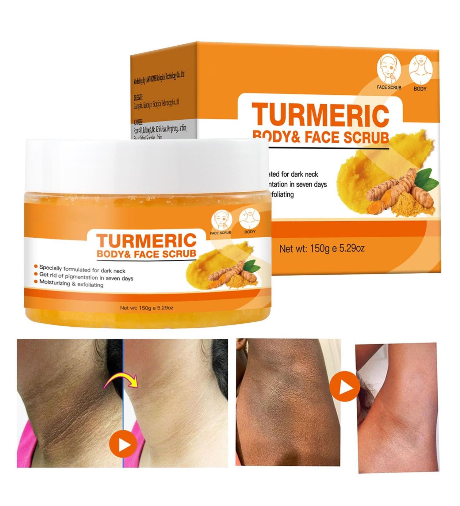 Brightening Turmeric Scrub Scrub Turmeric Body Body Scrub Moisturizing kin Exfoliator with and Coconut Oil Gently Exfoliate Face Body Hand and Foot Scrub Moisturizing Body Skin Care - Buy Online on GoSupps.com