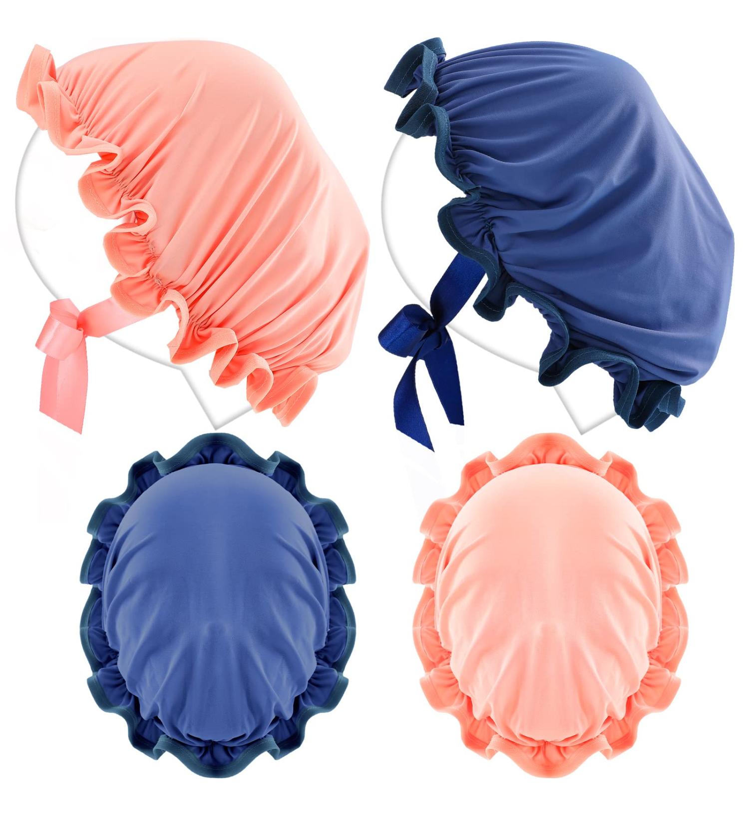 UV Protection Tanning Face Mask & Hair Cap Set for Women - Blue/Pink - 4 Pieces | Salon Quality - Buy Online on GoSupps.com
