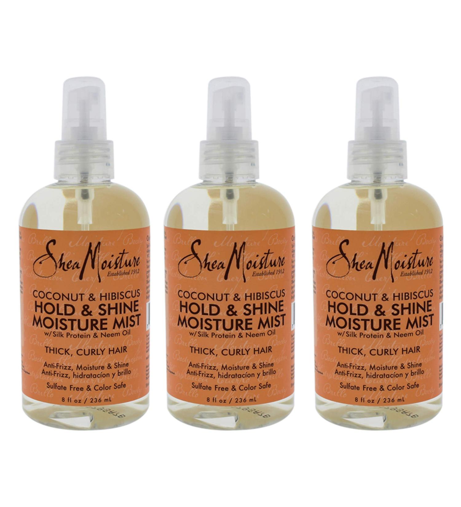 Shea Moisture Coconut&Hibiscus Hold And Shine Mist 8 Ounce (235ml) (Pack of 3)