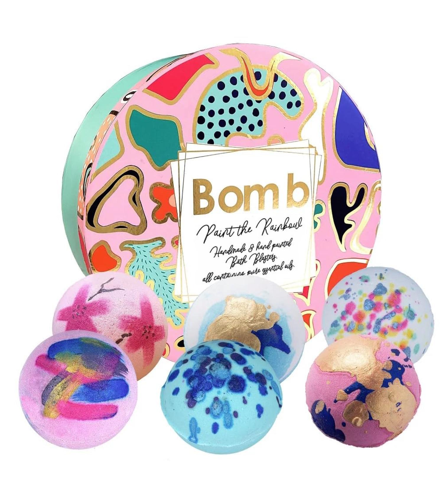 Bomb Cosmetics Paint The Rainbow Set of 6 handmade and hand-painted bath bombs with essential oils 160g each - Buy Online on GoSupps.com