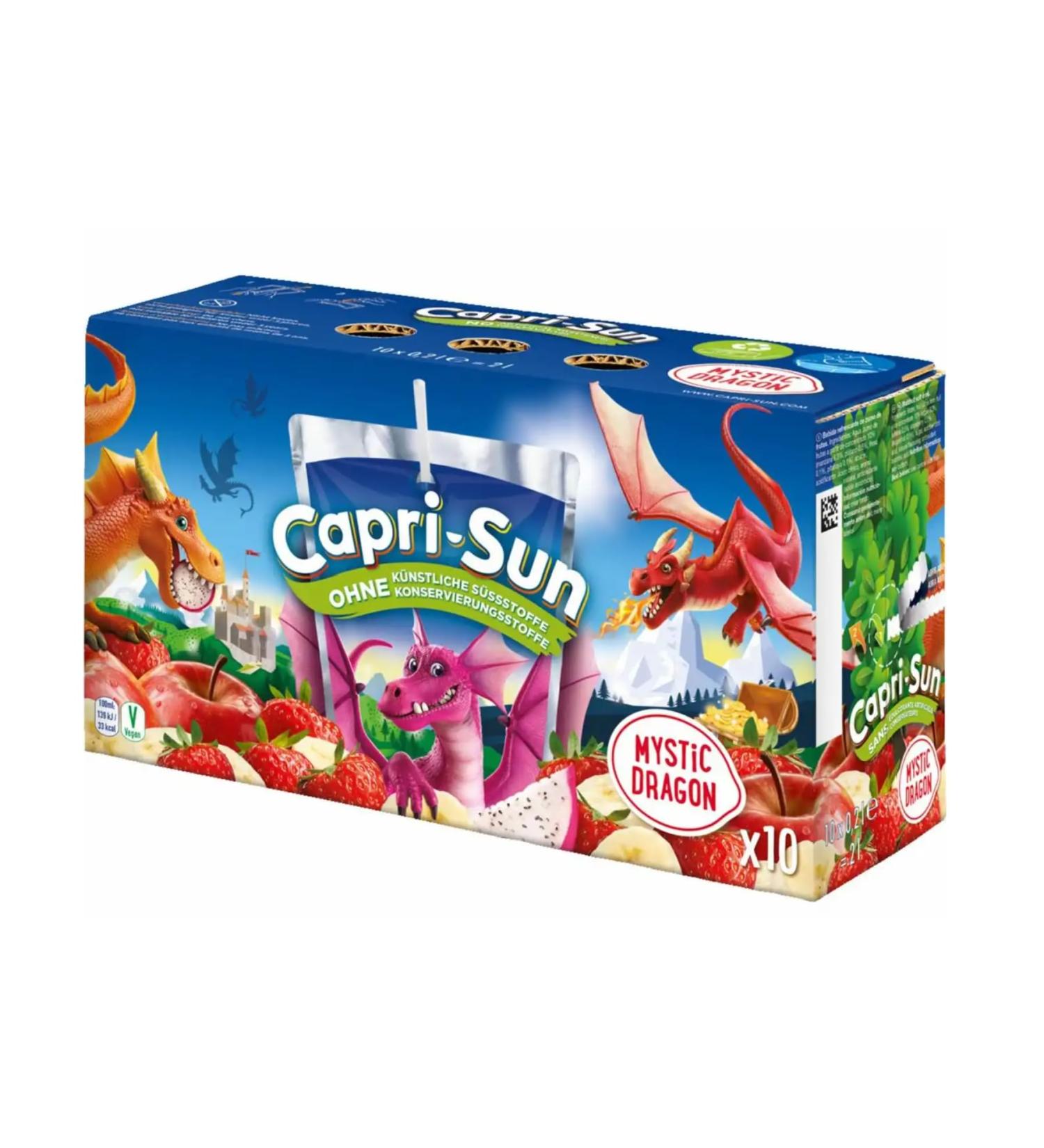 CAPRI-SUN 10x200ML ORANGE - Capri-Sun MYSTIC DRAGON 10x200ml - Jus multivitamin - Sans colorants artificiels ni conservateurs - Ouverture facile - Fun Fairy Edition 20cl (lot de 10)