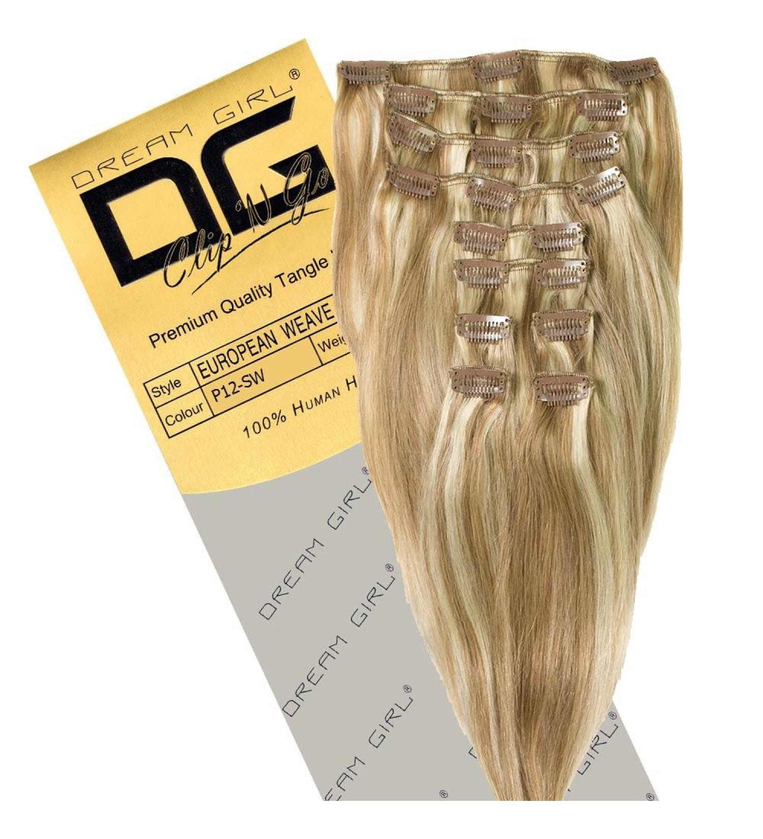 Dreamgirl 18 inch Colour 12/SW Clip On Hair Extensions