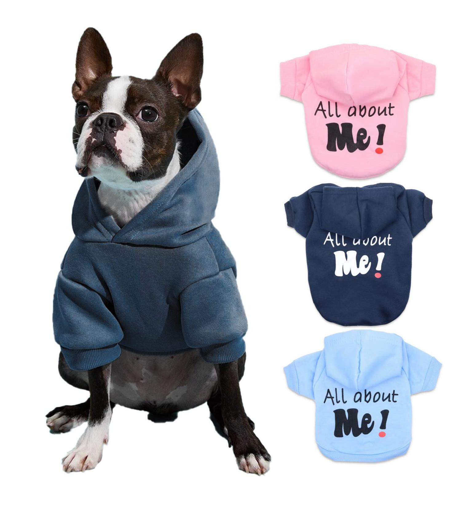 XS Navy Puppy Hoodie - Fleece Pet Sweatshirt for Small Dogs - Buy Online on GoSupps.com