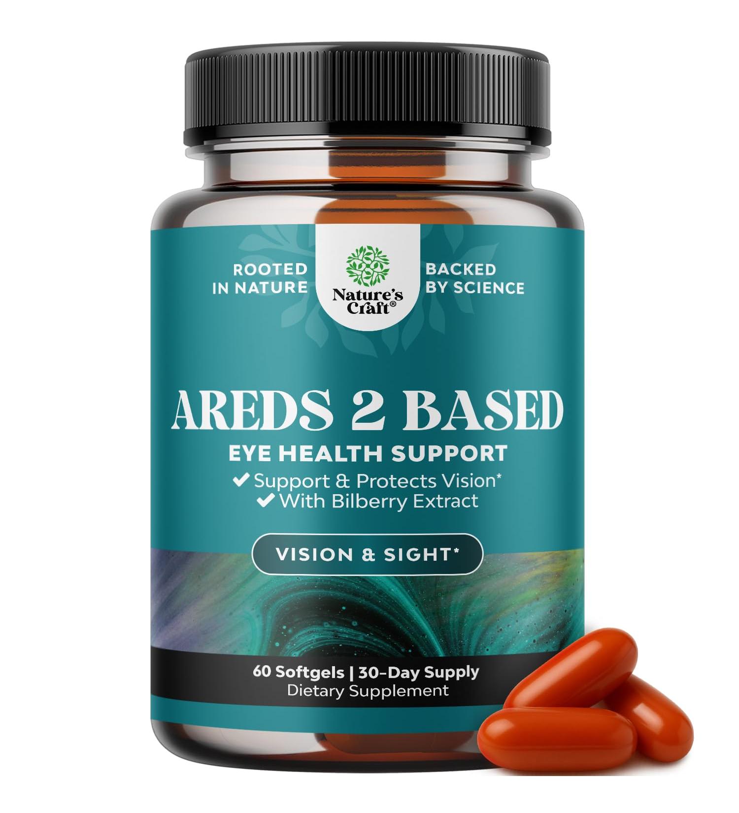 Natures Craft AREDS 2 Based Eye Health Supplement for Adults - AREDs 2 Eye Vitamins for Vision Blue Light Protection Dry Eyes with Zeaxanthin Plus Lutein and Bilberry Extract (1 Month) 60 Count (Pack of 1) - Buy Online on GoSupps.com