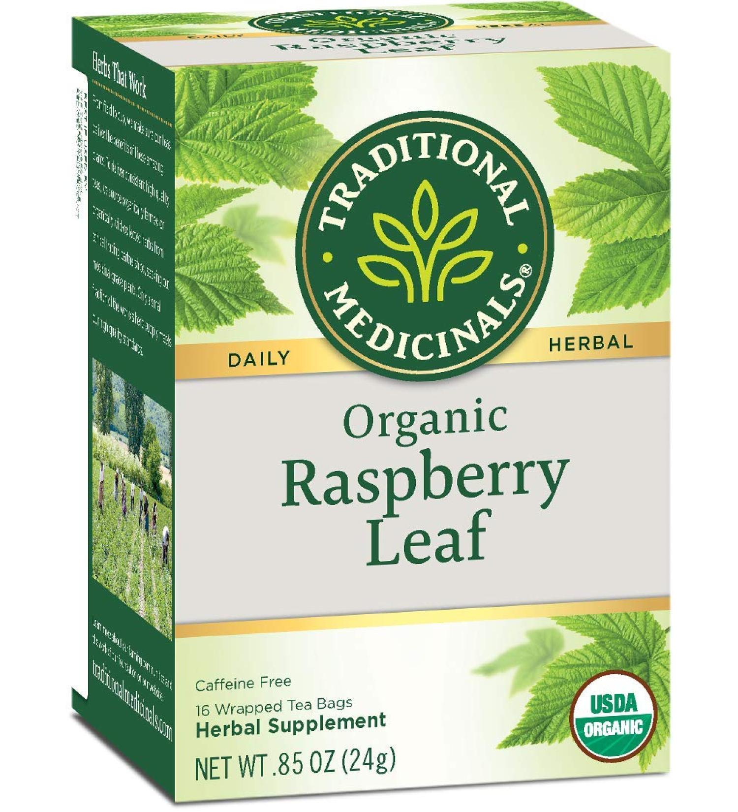 Organic Raspberry Leaf Relaxation Tea - Caffeine Free | 16 Wrapped Bags - Traditional Medicinals - Buy Online on GoSupps.com