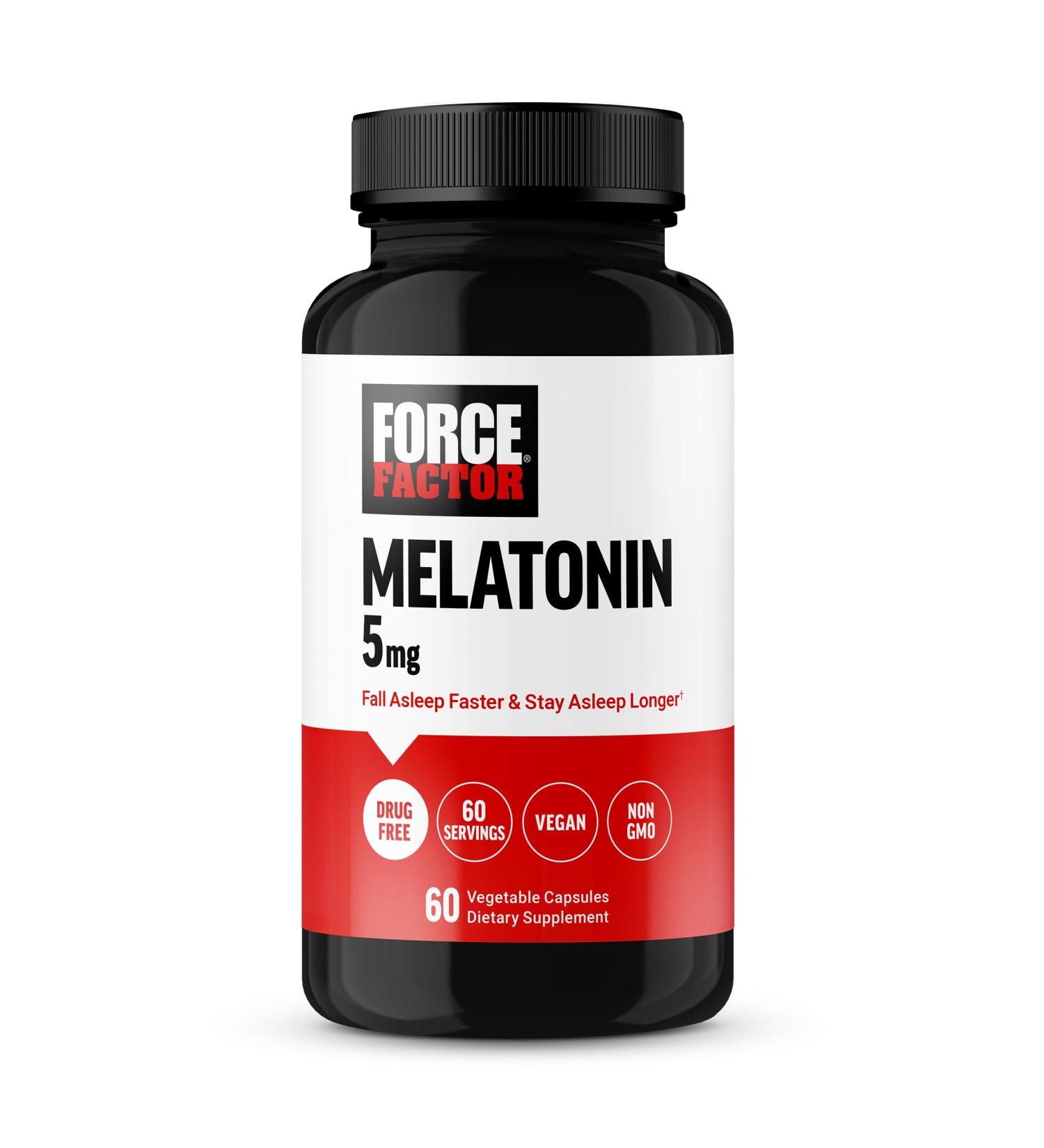 Force Factor Melatonin 5mg Drug-Free Supplement Vegan Non-GMO 60 Vegetable Capsules 5mg 60 Count (Pack of 1) - Buy Online on GoSupps.com