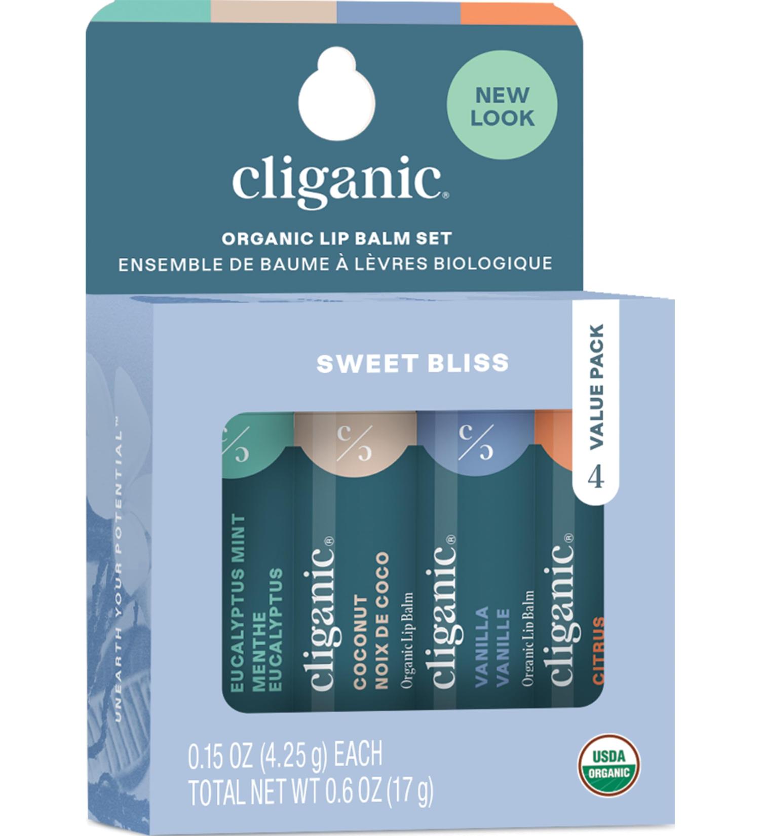 Cliganic Organic Lip Balm Set - 4 Flavors - Natural Hydrating for Cracked & Dry Lips 1 Count (Pack of 4) - Buy Online on GoSupps.com