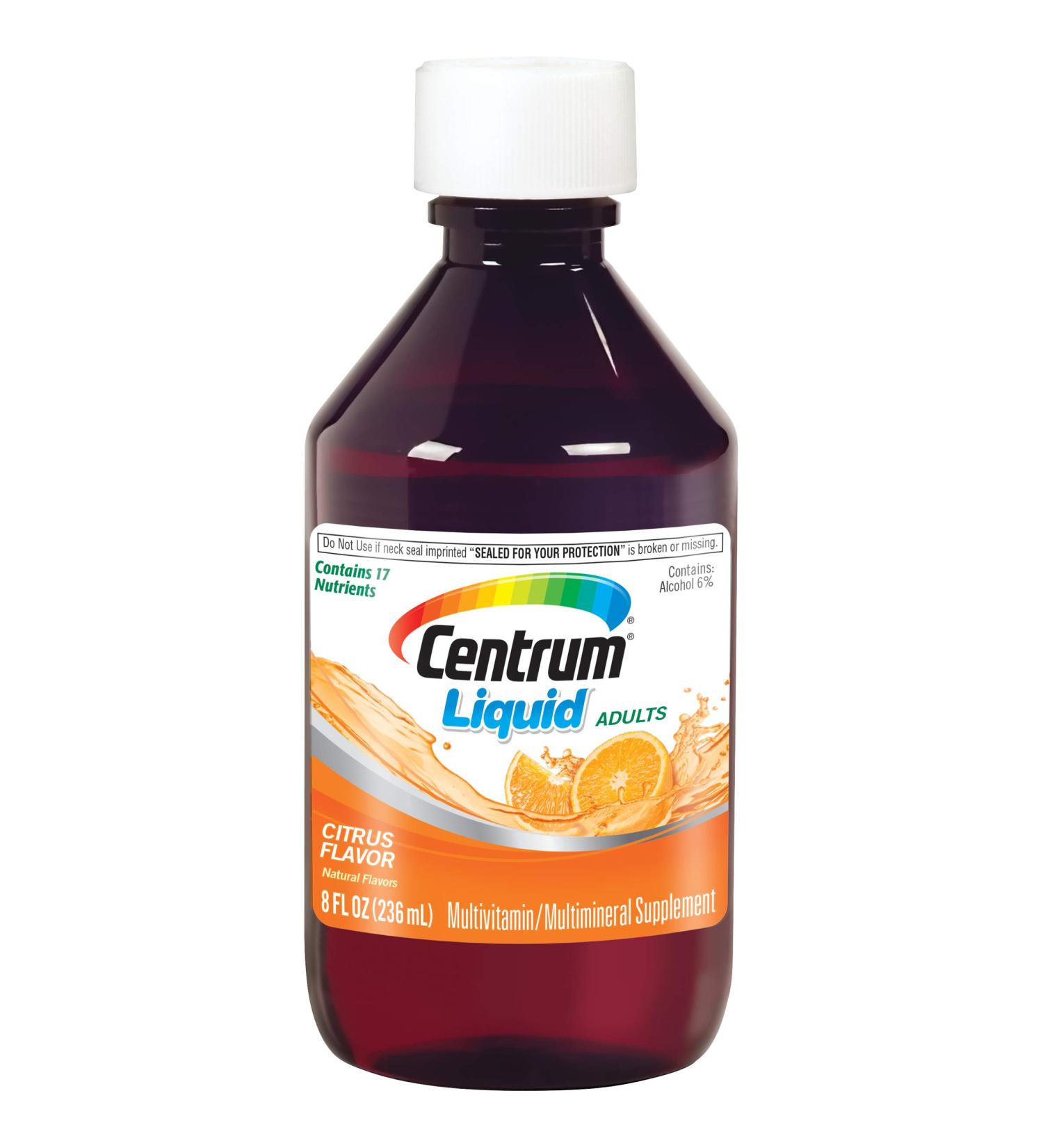 Centrum Liquid Multivitamin Supplement (2-Pack) - Citrus Flavor, 8 Ounce - Buy Online on GoSupps.com