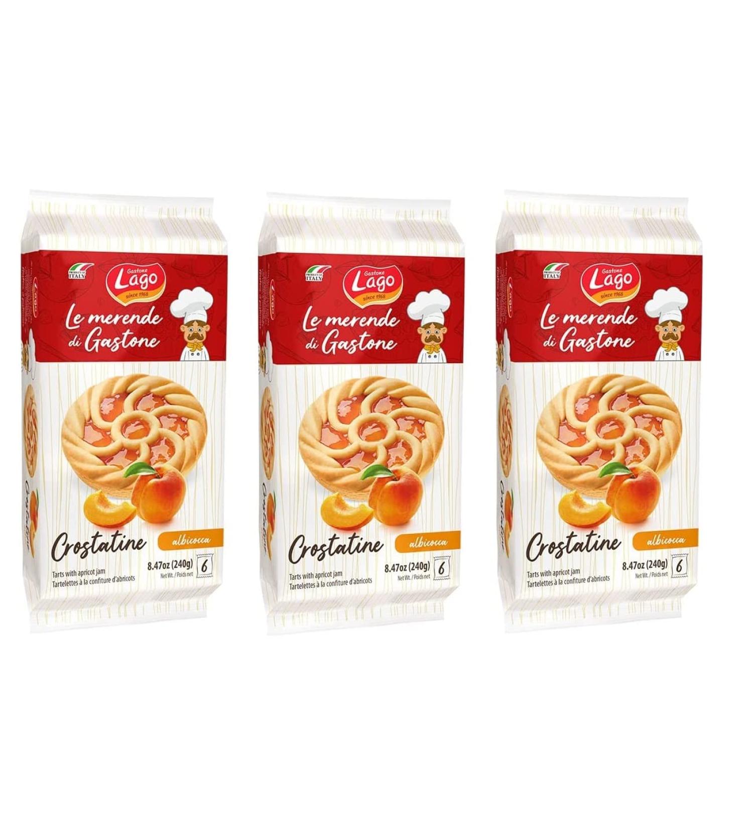  Italian Gourmet E.R. Gastone Lago Crostatine all'Albicocca Apricot Tartlets 3 x 240 g Each Pack Contains 6 Snacks 40g - Buy Online on GoSupps.com