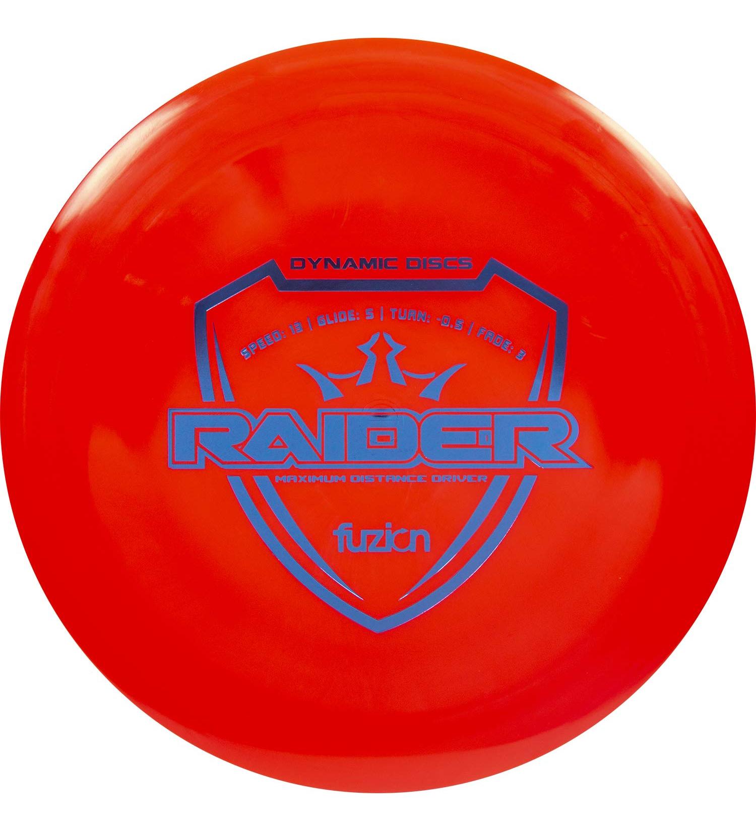 Dynamic Discs Fuzion Raider Disc Golf Driver | 170g Plus | Maximum Distance Frisbee Golf Driver | Stamp Color Will Vary Red