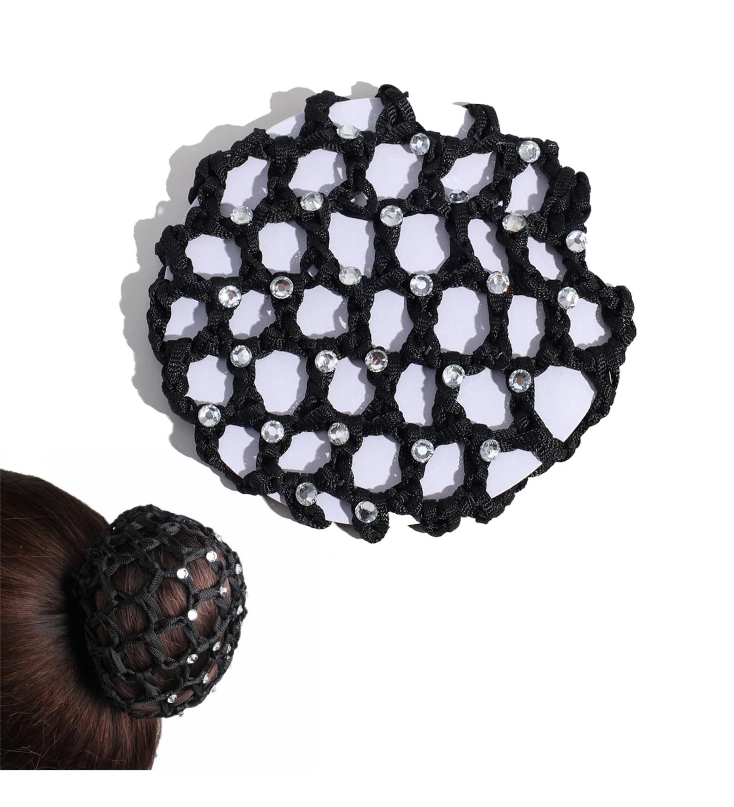 Durable Rhinestone Hair Network Bun - Elastic Black Duttnetz for Ballet Dance Gymnastics & More - Buy Online on GoSupps.com