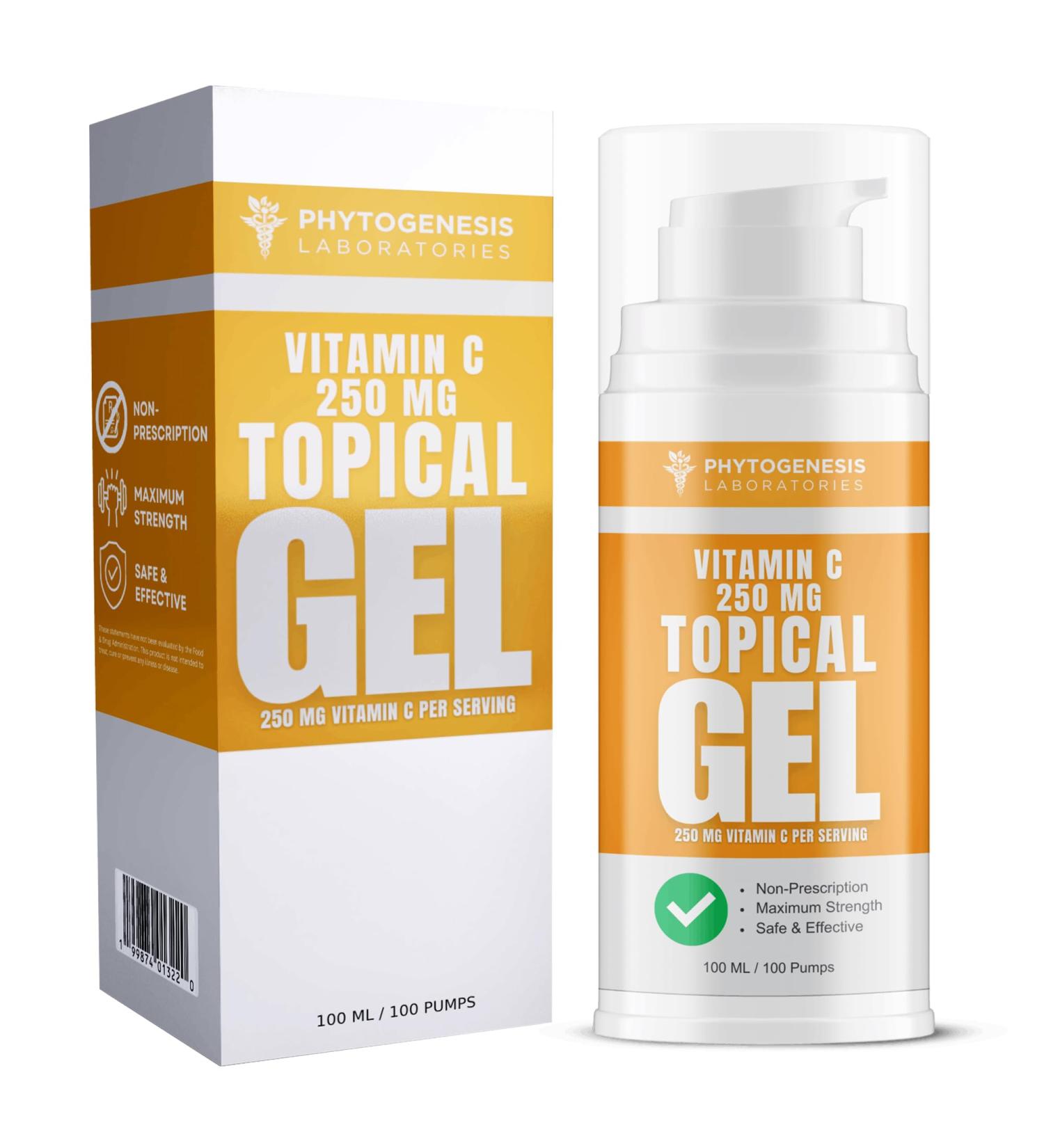 ANDROGENESIS Natural Vitamin C 250mg Gel Topical Antioxidant Support for Skin & Wellness High Absorption Transdermal Formula - 250mg Vitamin C per Serving - Buy Online on GoSupps.com